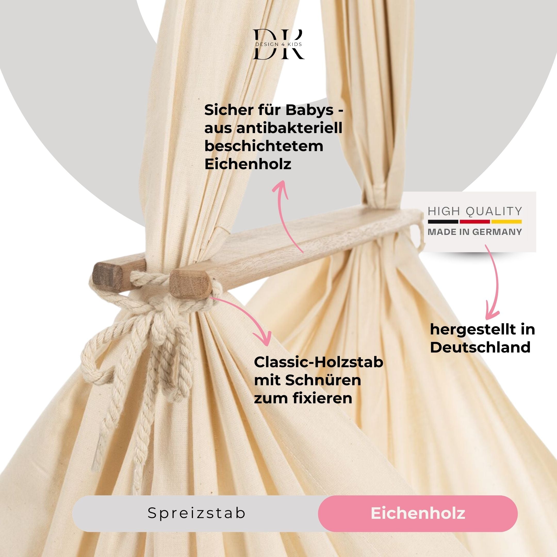 Design4Kids Federwiege Baby Classic, Bio-Baumwolle mit Komfort-Gestell