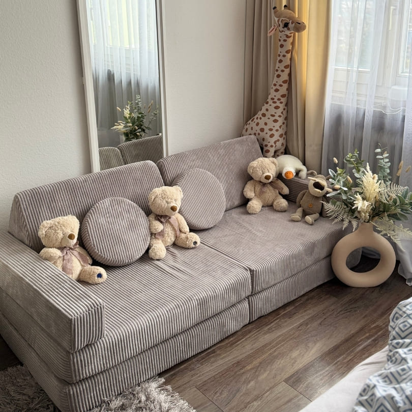 Design4Kids XXL Spielsofa Cord Grande - cloudy grey