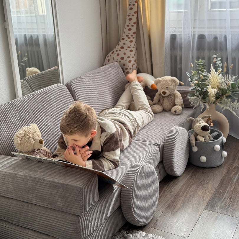 Design4Kids XXL Spielsofa Cord Grande - cloudy grey