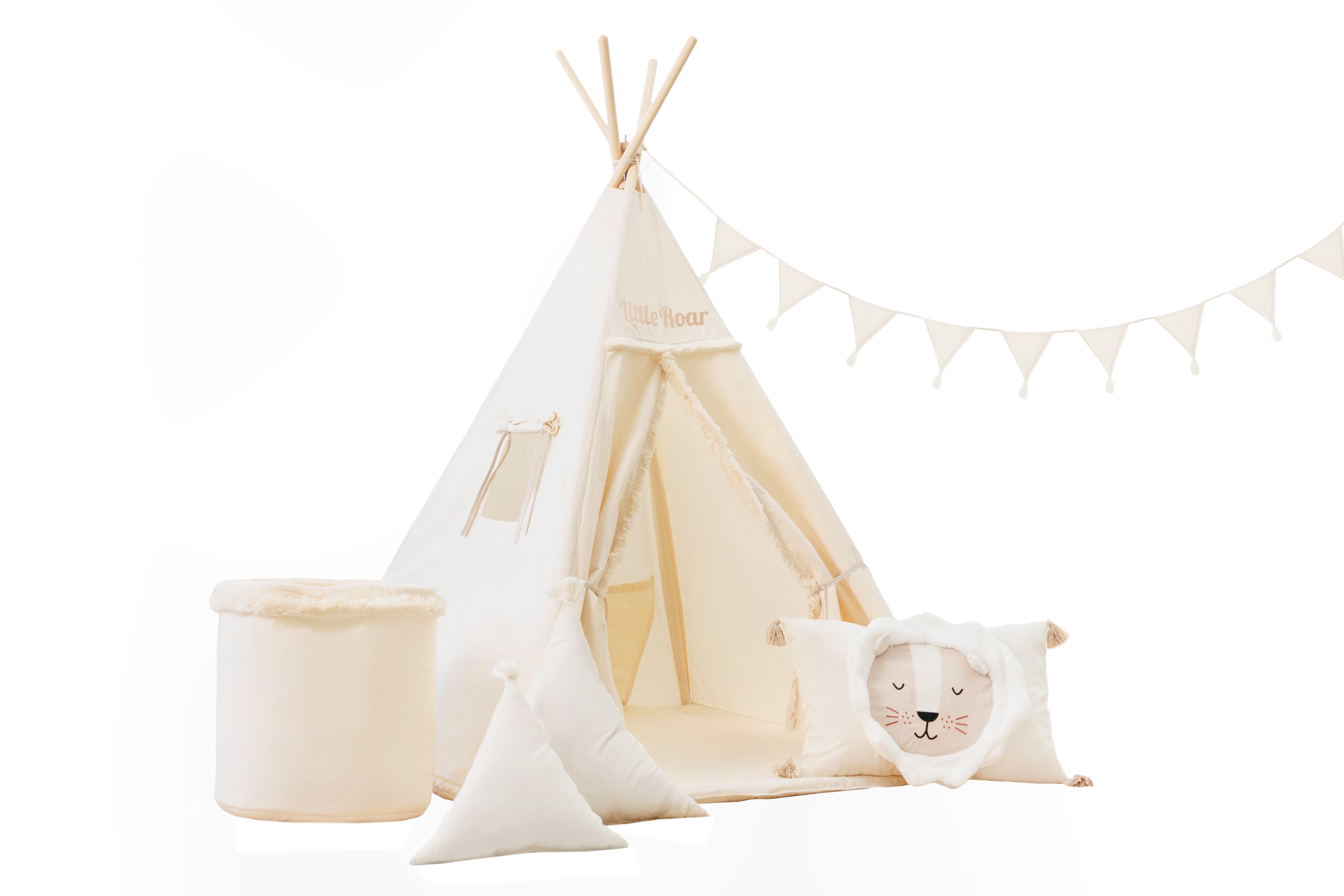 Design4Kids Tipi-Zelt XXL-Set Leo Cave - creme