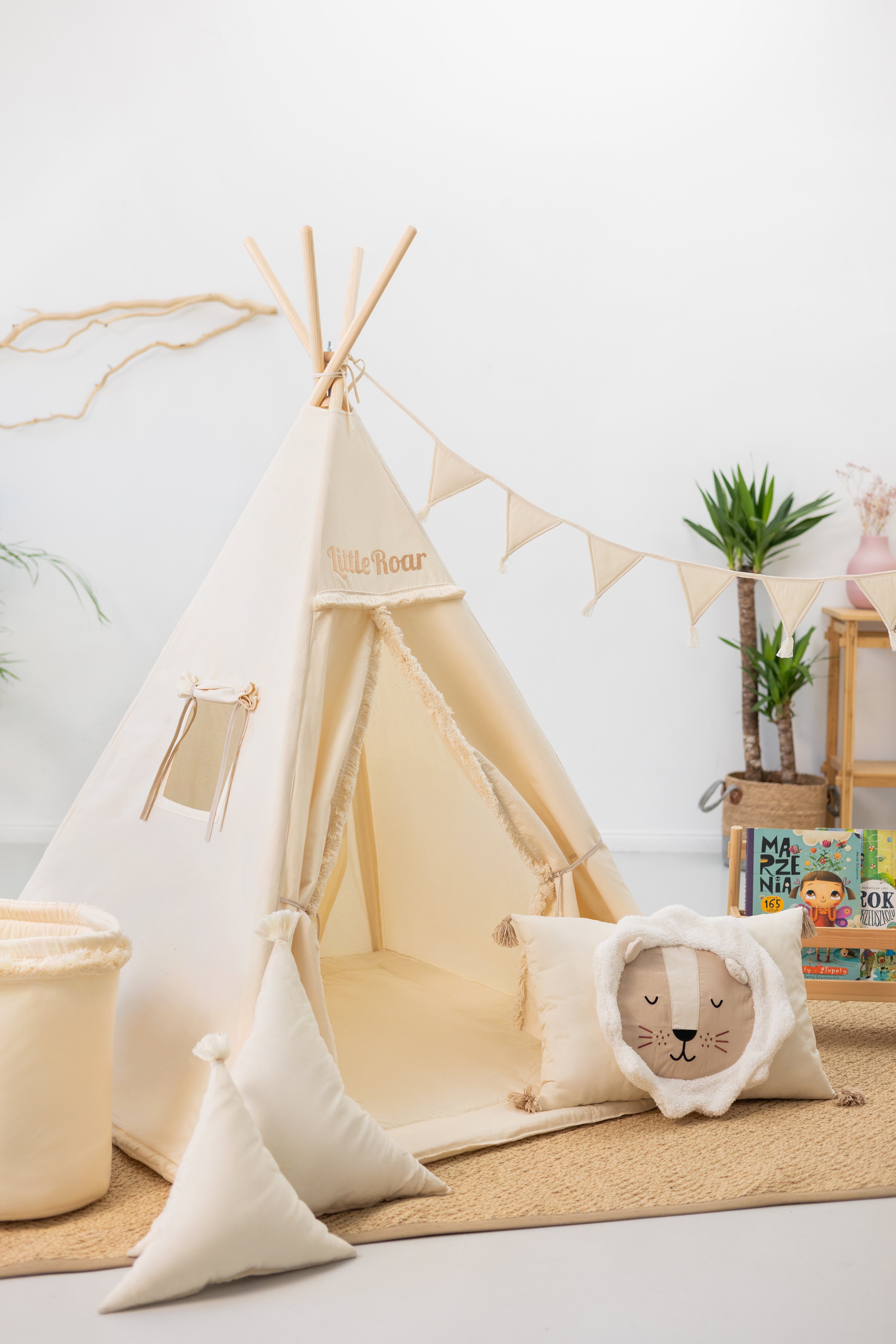 Design4Kids Tipi-Zelt XL-Set Leo Cave - creme
