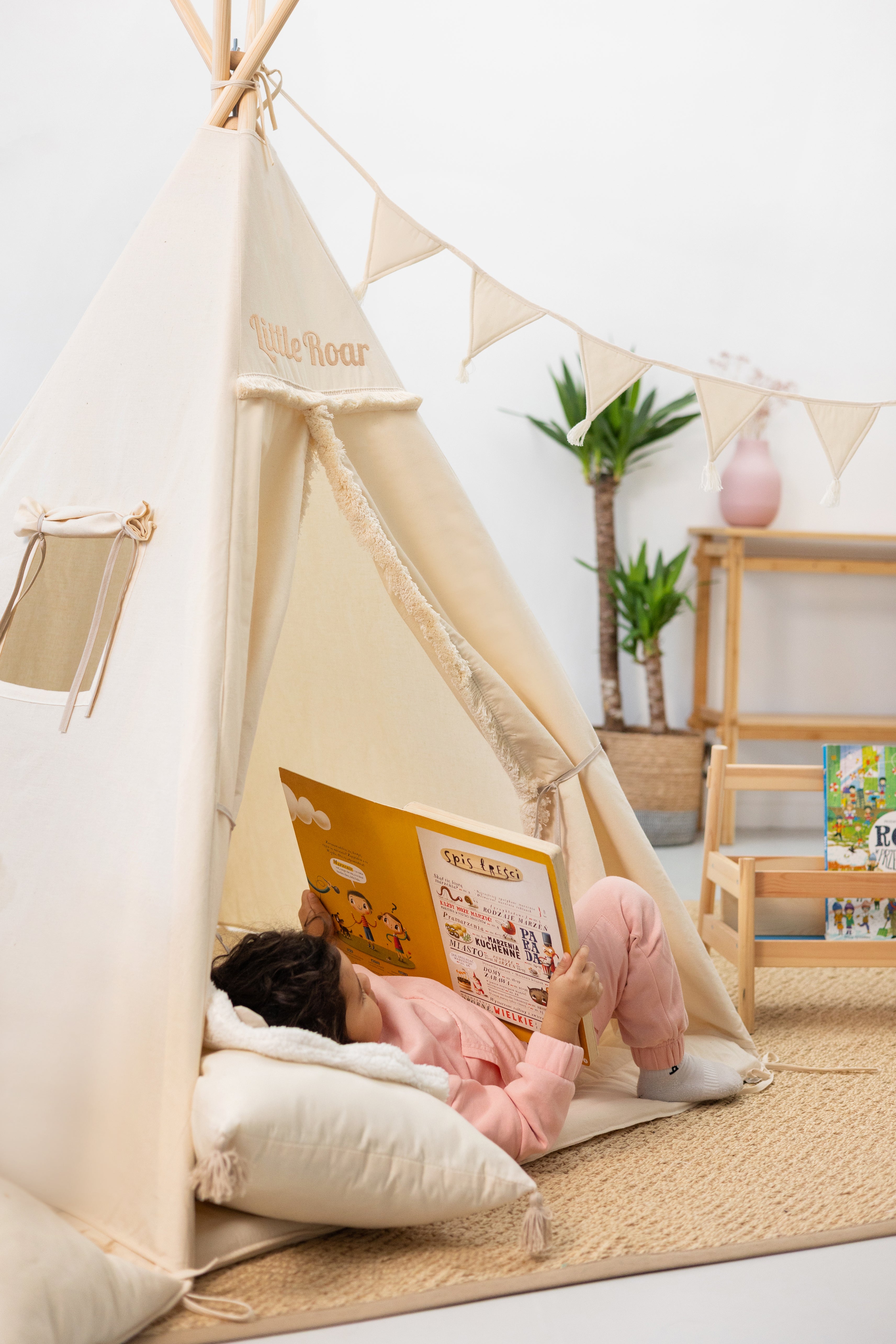 Design4Kids Tipi-Zelt M-Set Leo Cave - creme