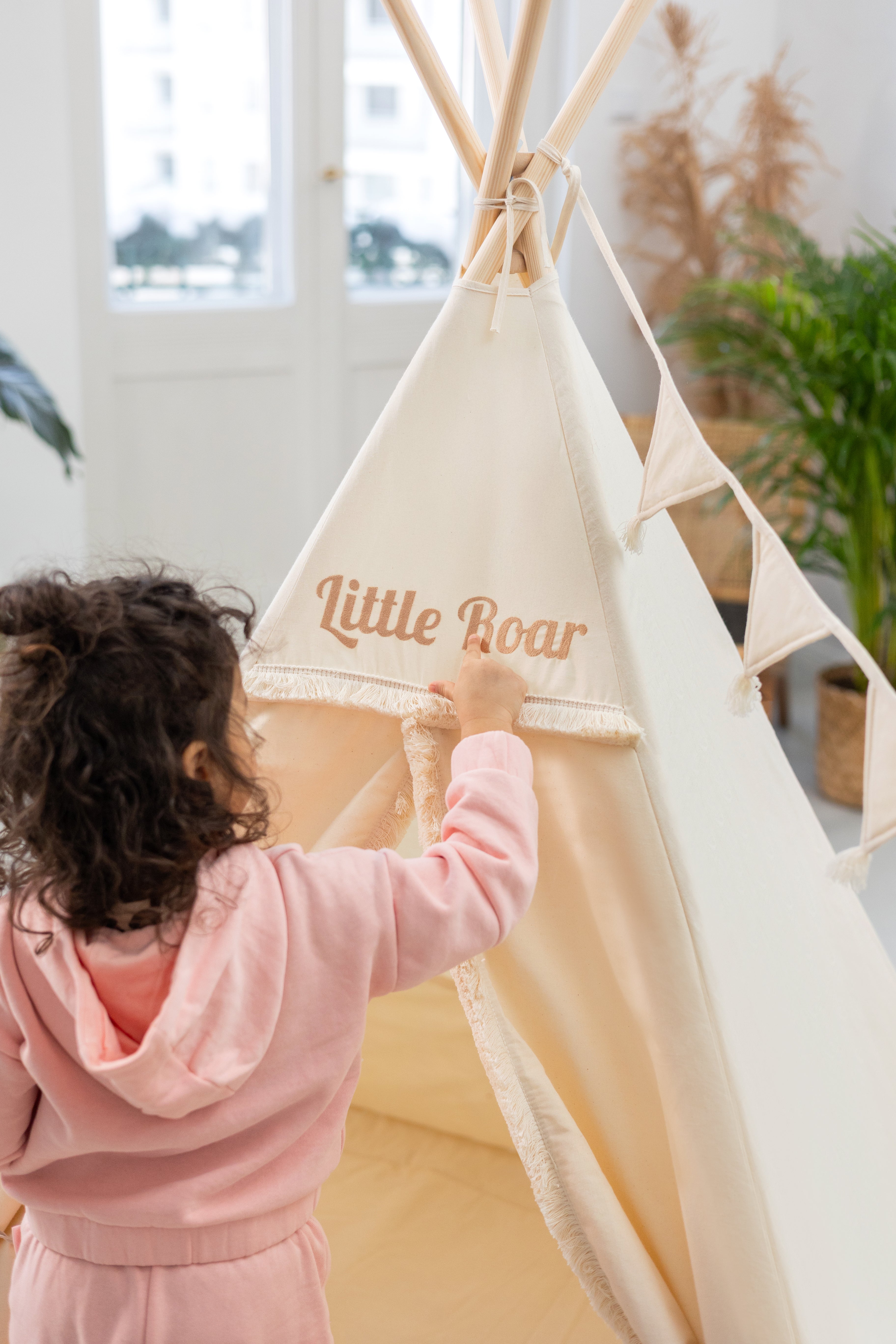 Design4Kids Tipi-Zelt XL-Set Leo Cave - creme
