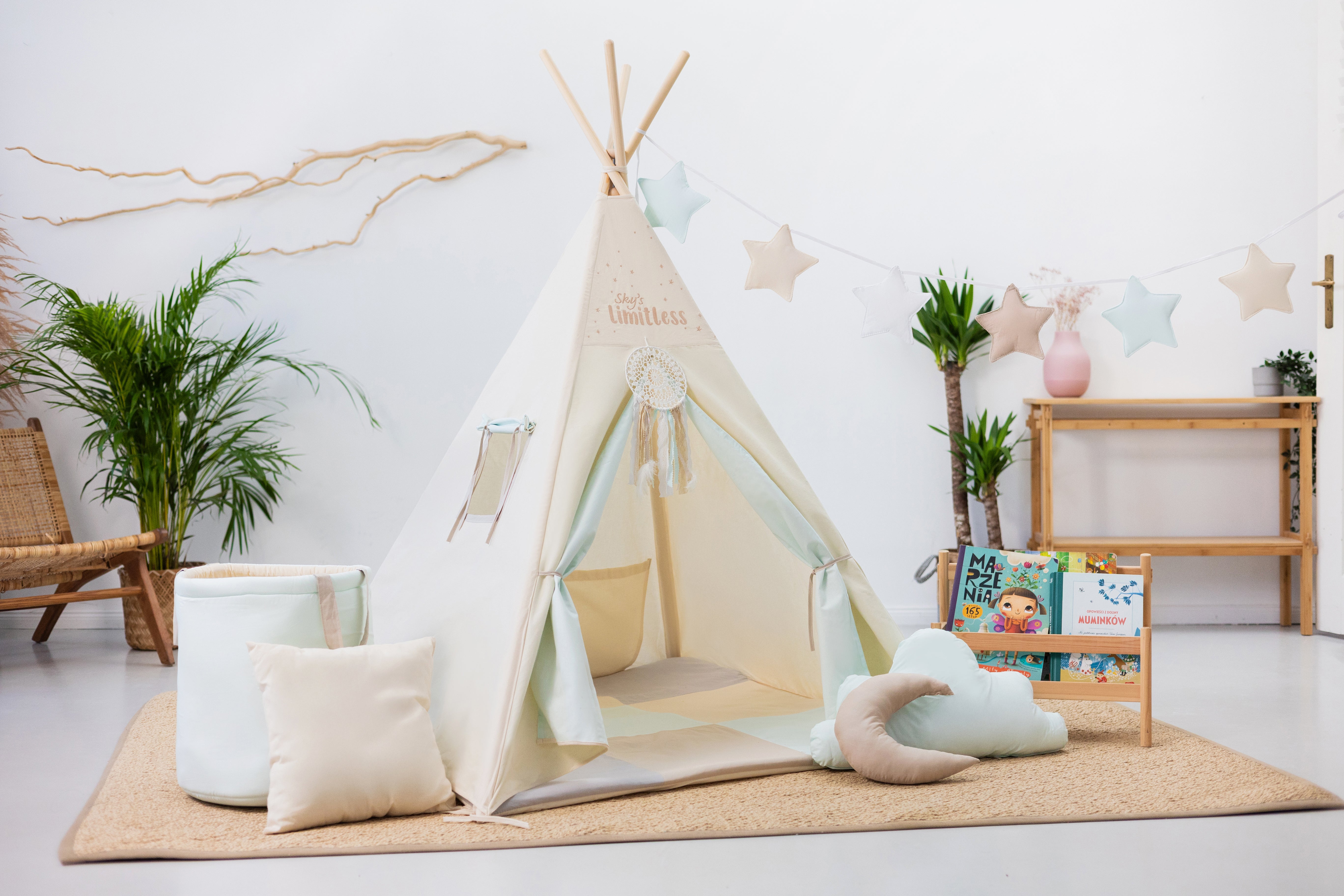 Design4Kids Tipi-Zelt XL-Set Blue Corner - creme
