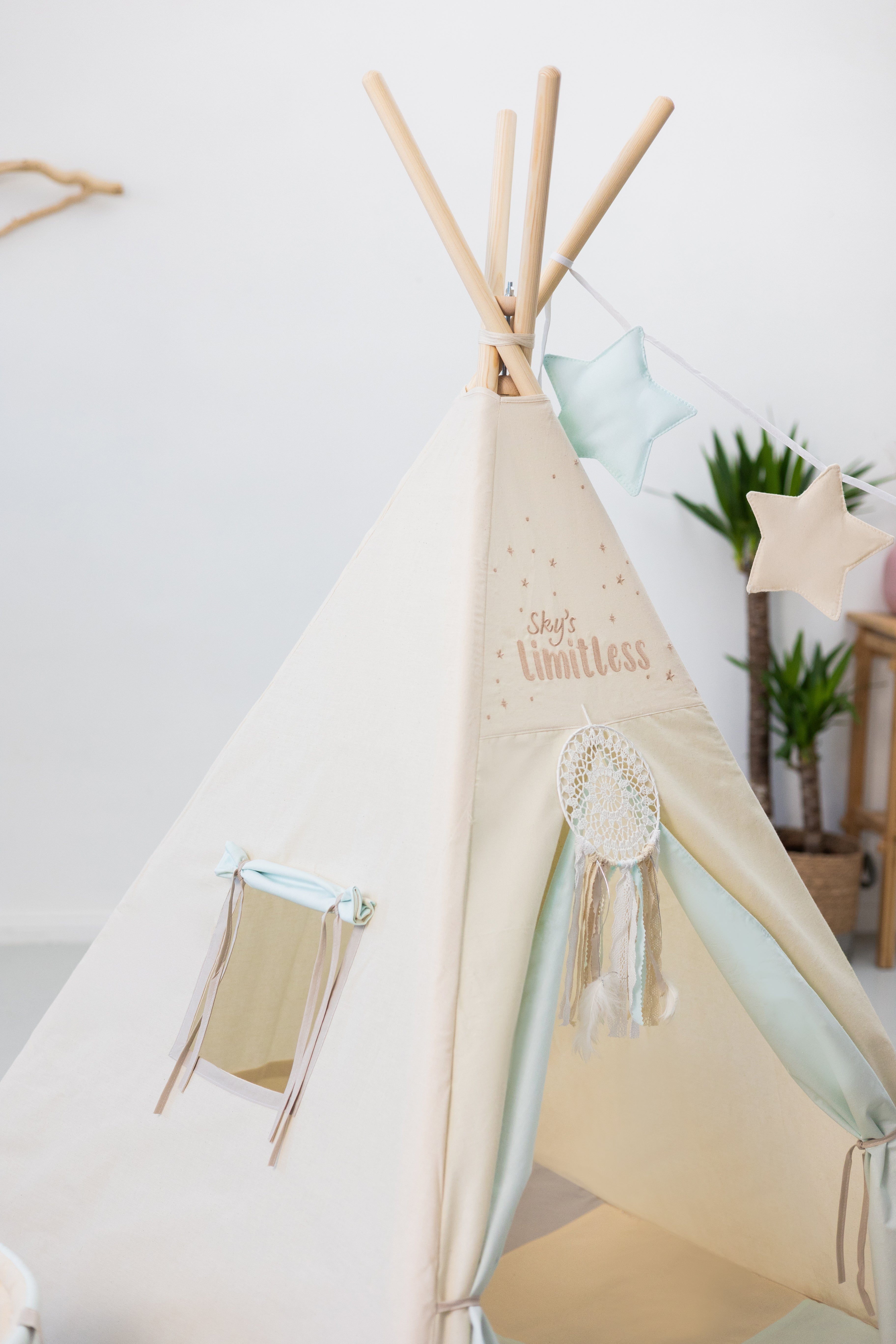 Design4Kids Tipi-Zelt XL-Set Blue Corner - creme