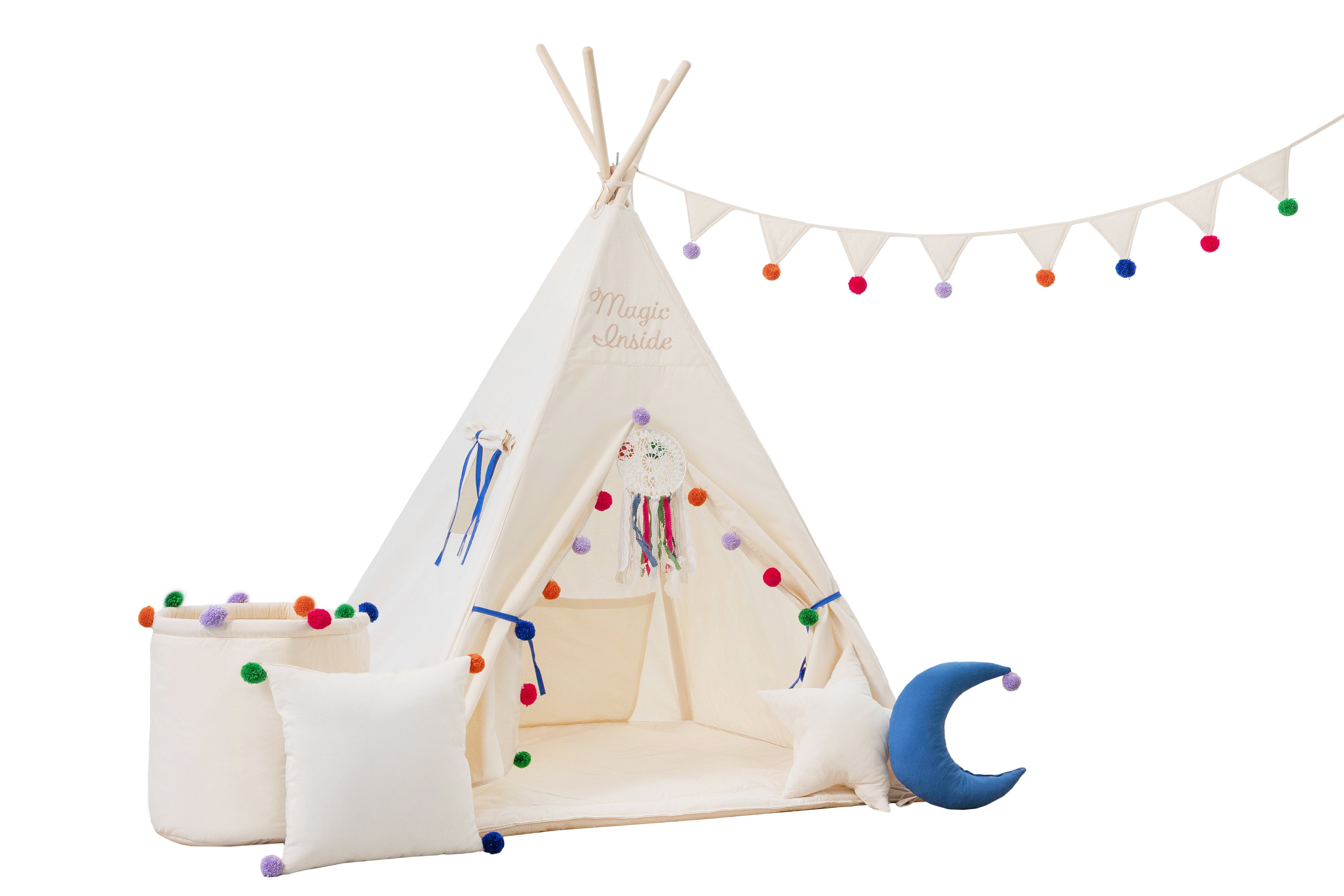 Design4Kids Tipi-Zelt XXL-Set Magic of Colors - creme
