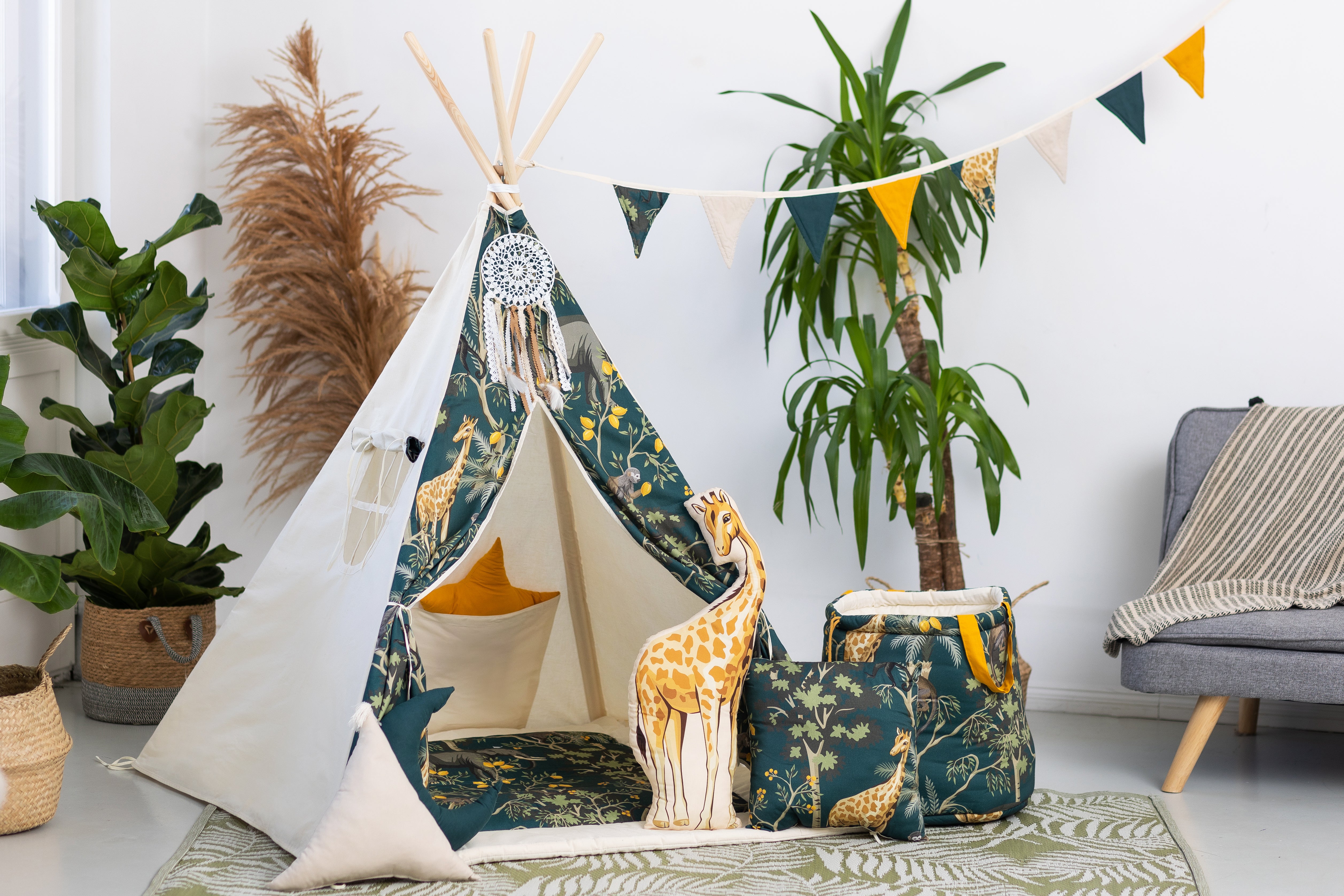 Design4Kids Tipi-Zelt XXL-Set Safari - beige