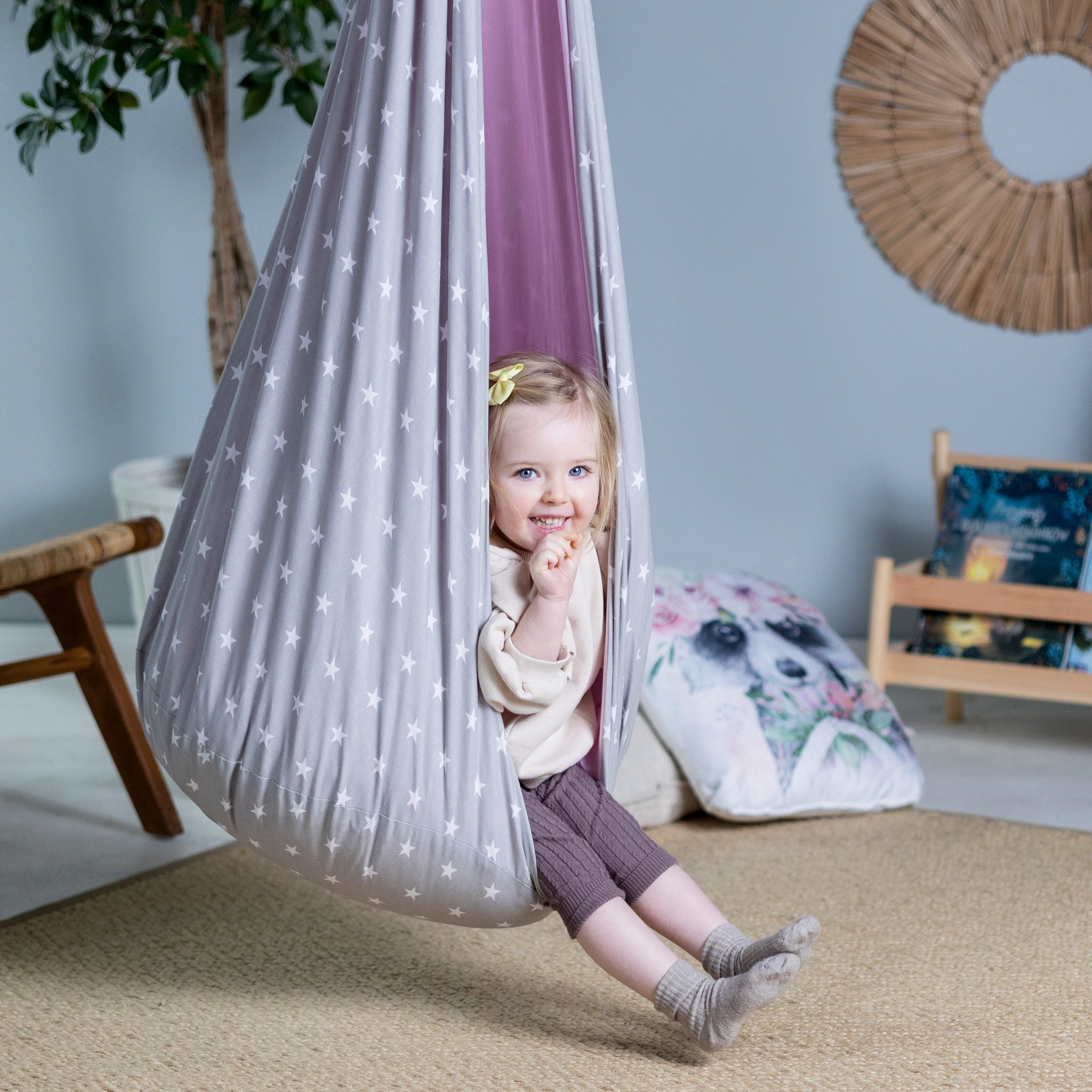 Design4Kids Hängesessel Cocoon Bunny Pink Nose Standard - grau
