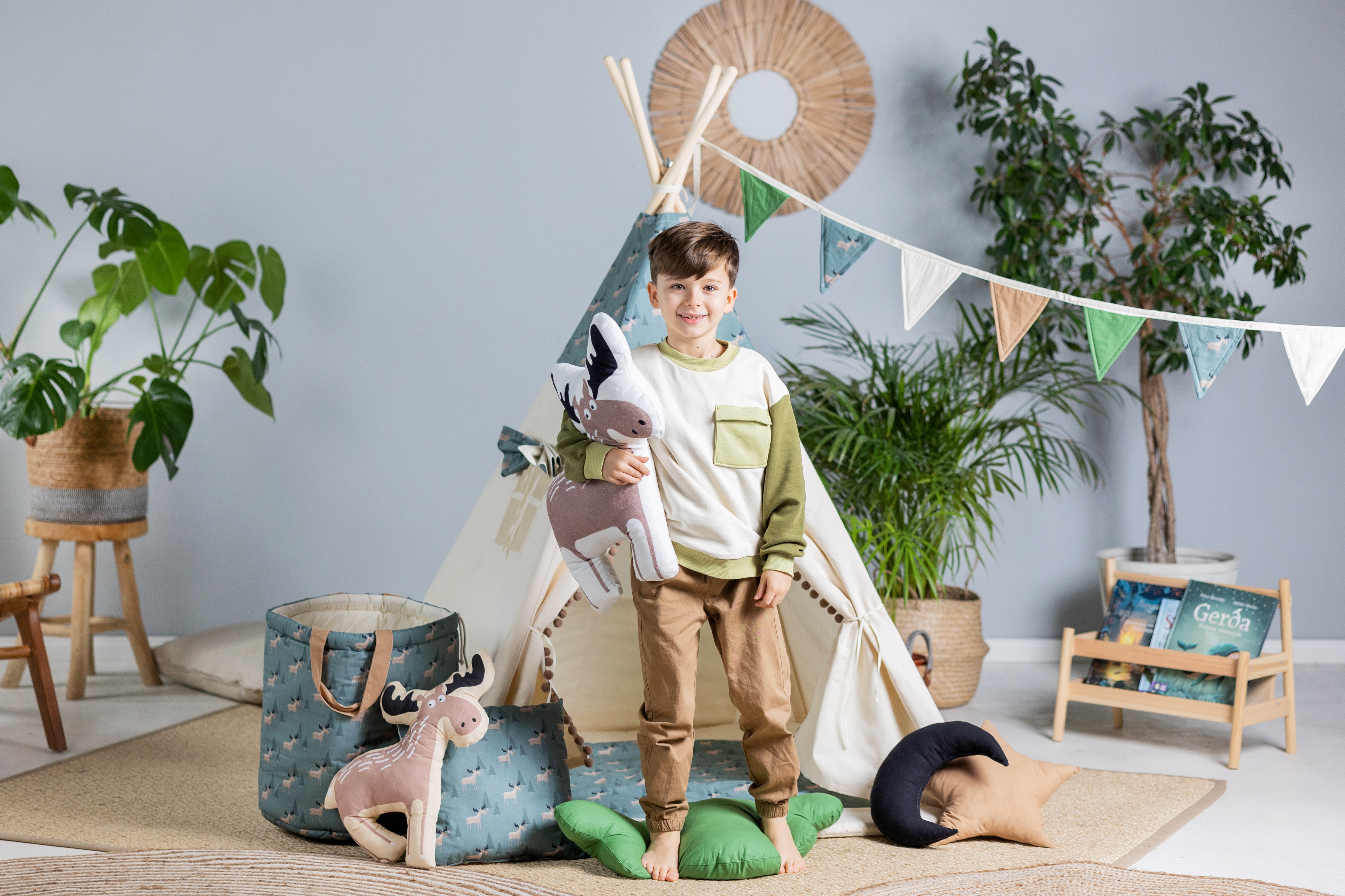 Design4Kids Tipi-Zelt XXL-Set Moose - beige