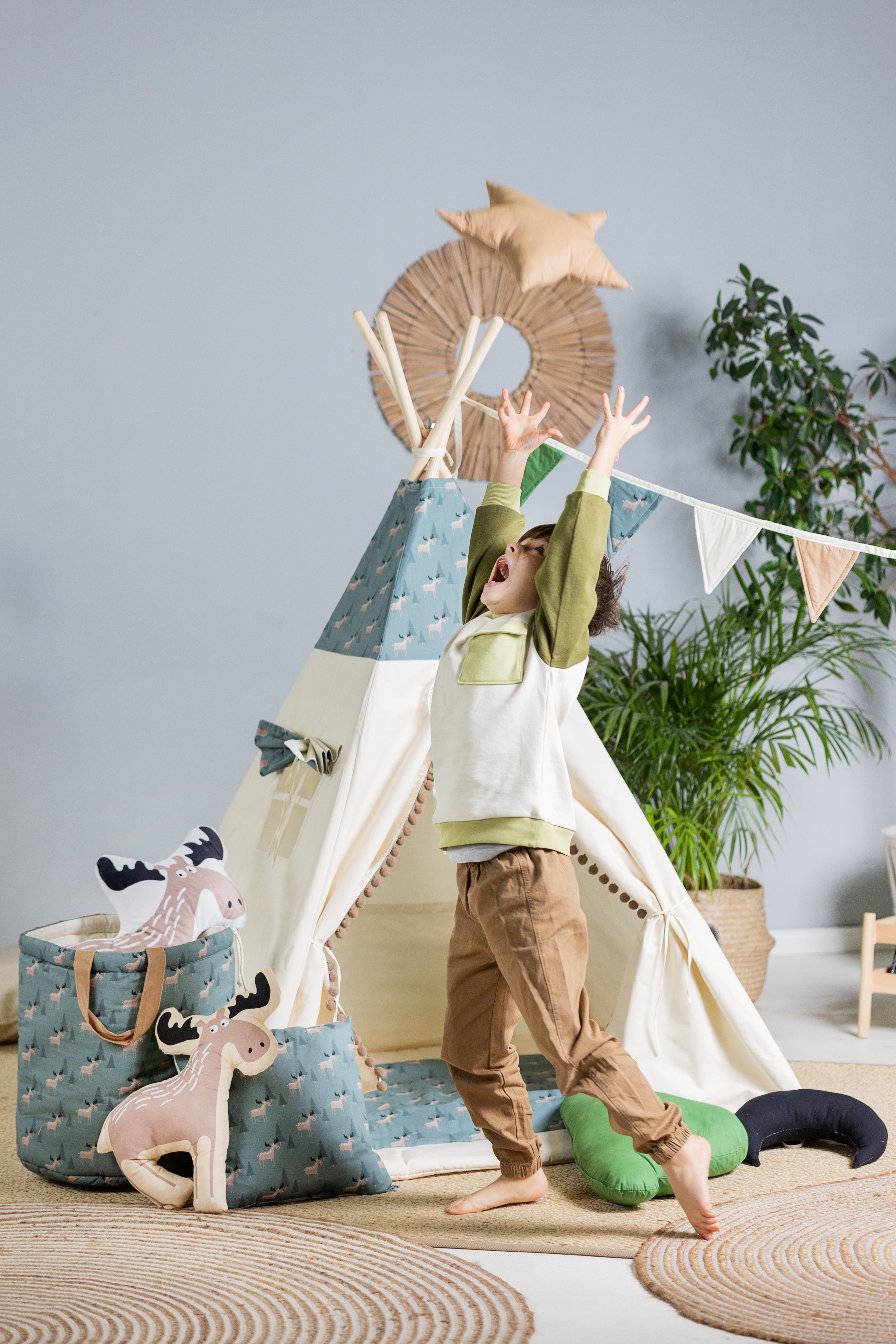 Design4Kids Tipi-Zelt L-Set Moose - beige