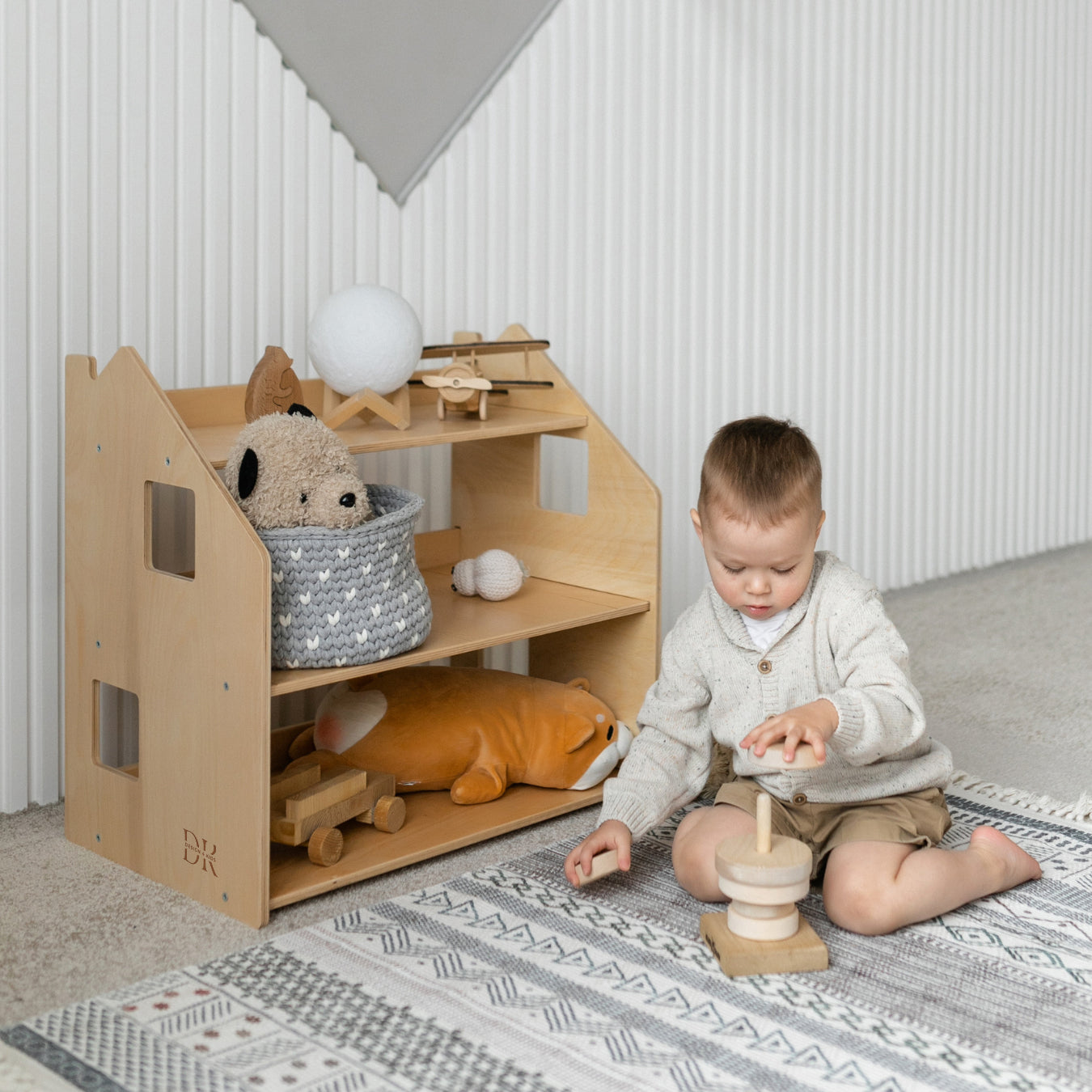 Design4Kids Montessori Spielzeugregal für Kinder – Natur
