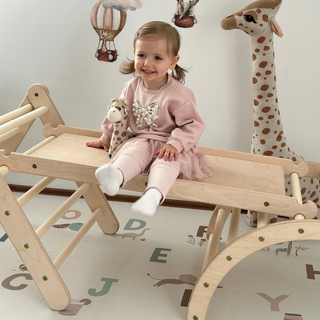Design4Kids Montessori Kletterset Galagos - Pikler Kletterdreieck mit Rutsche und Kletterbogen