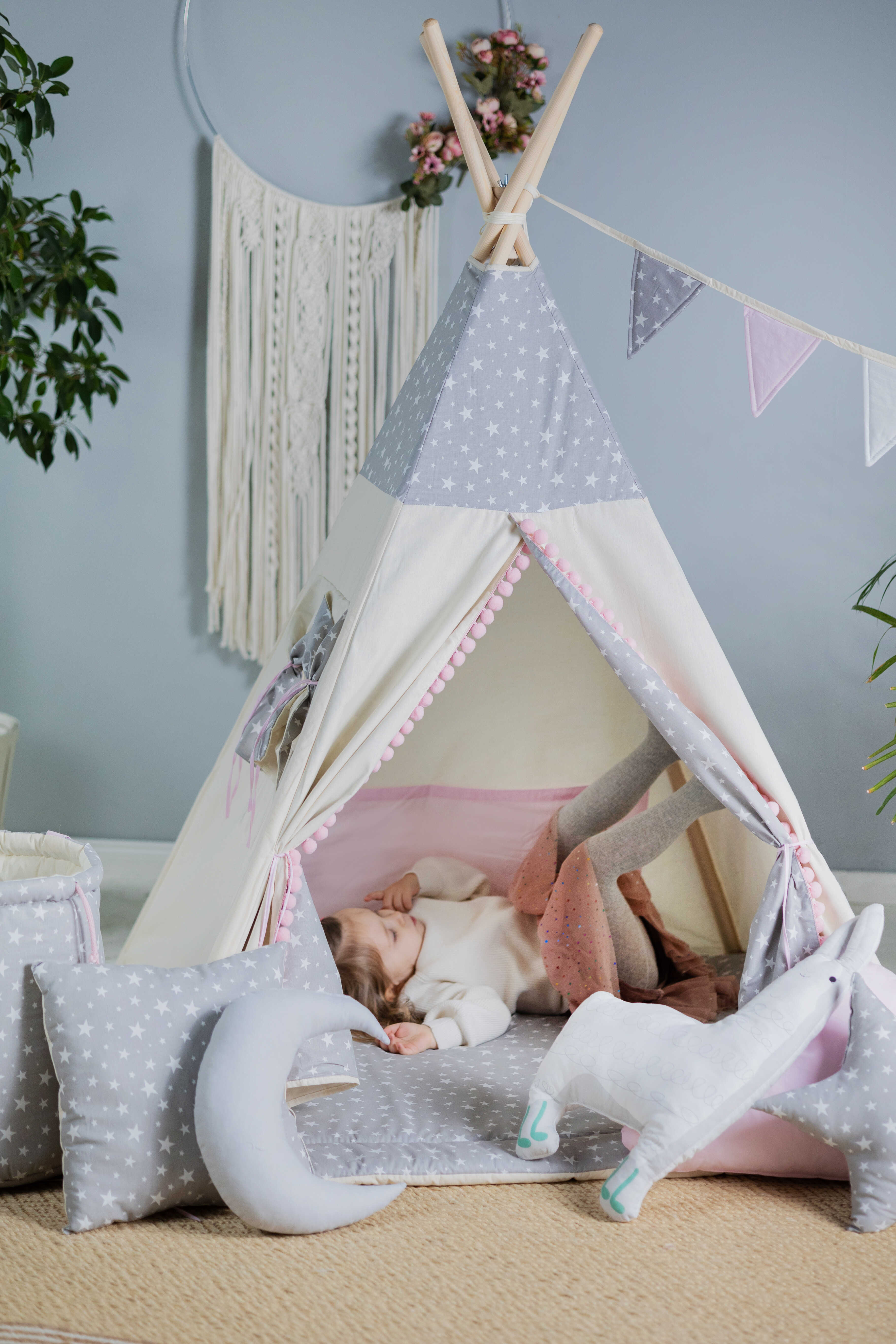 Design4Kids Tipi-Zelt XL-Set Starry Pearl - creme