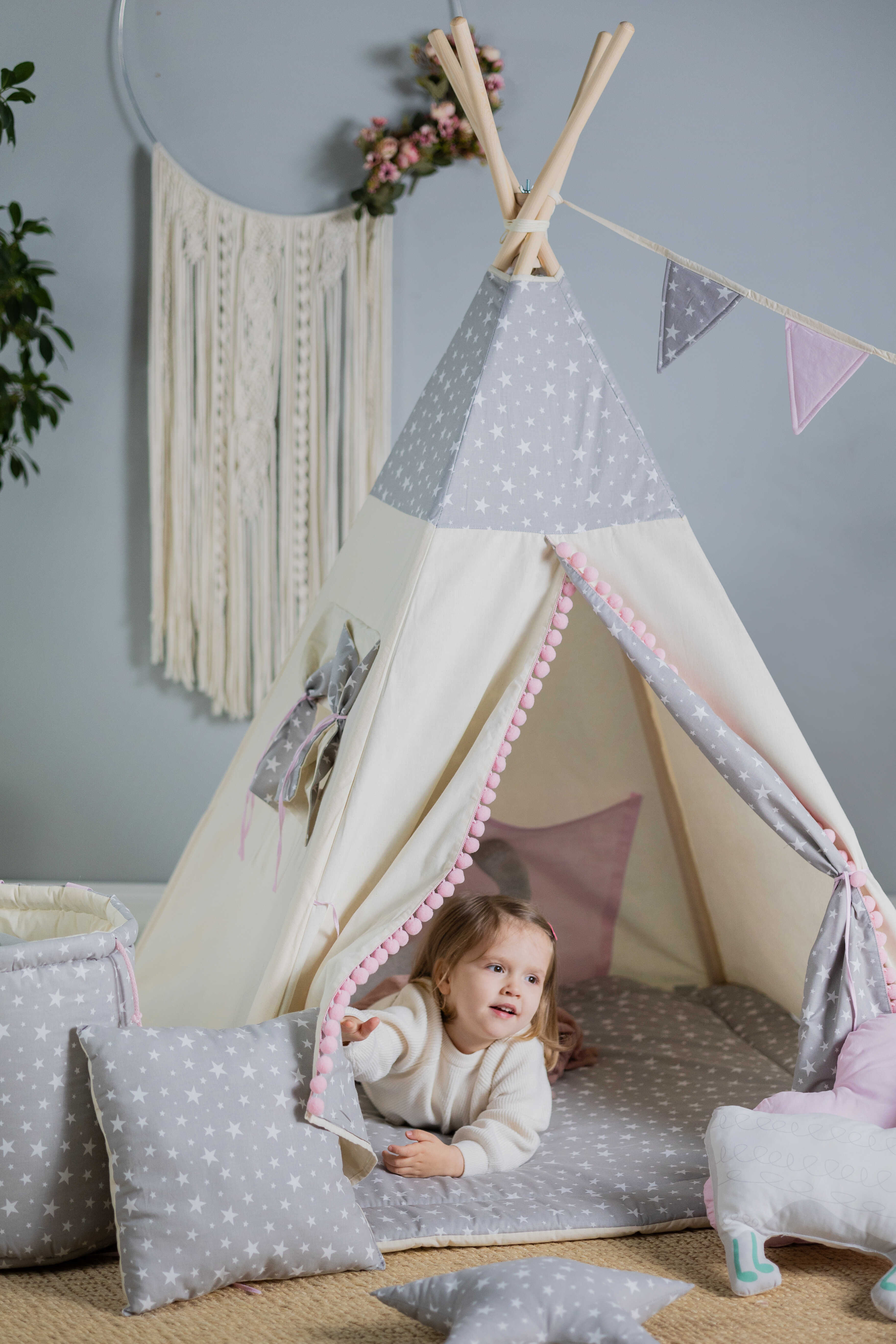 Design4Kids Tipi-Zelt L-Set Starry Pearl - creme