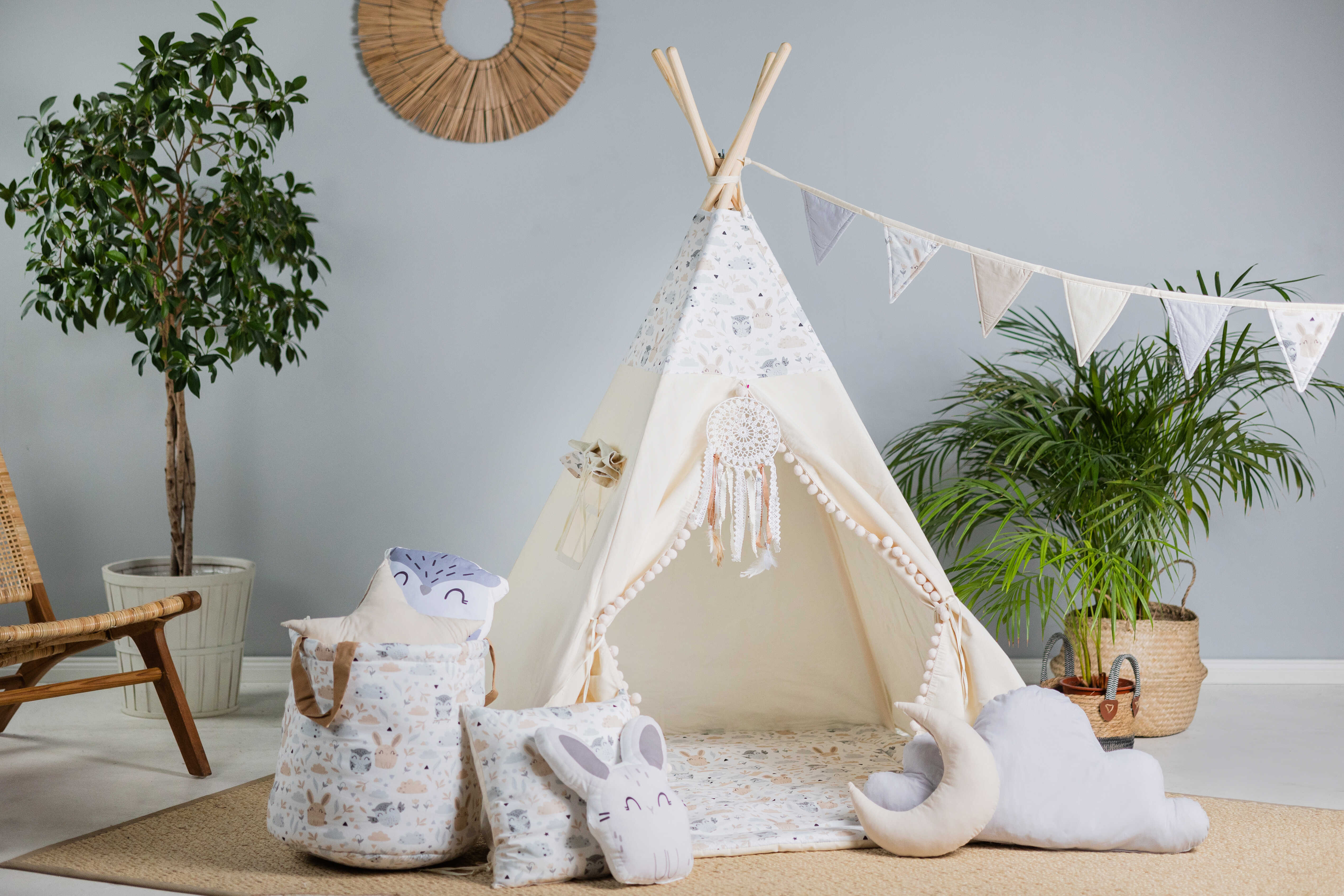 Design4Kids Tipi-Zelt XXL-Set Pastel Friends - beige
