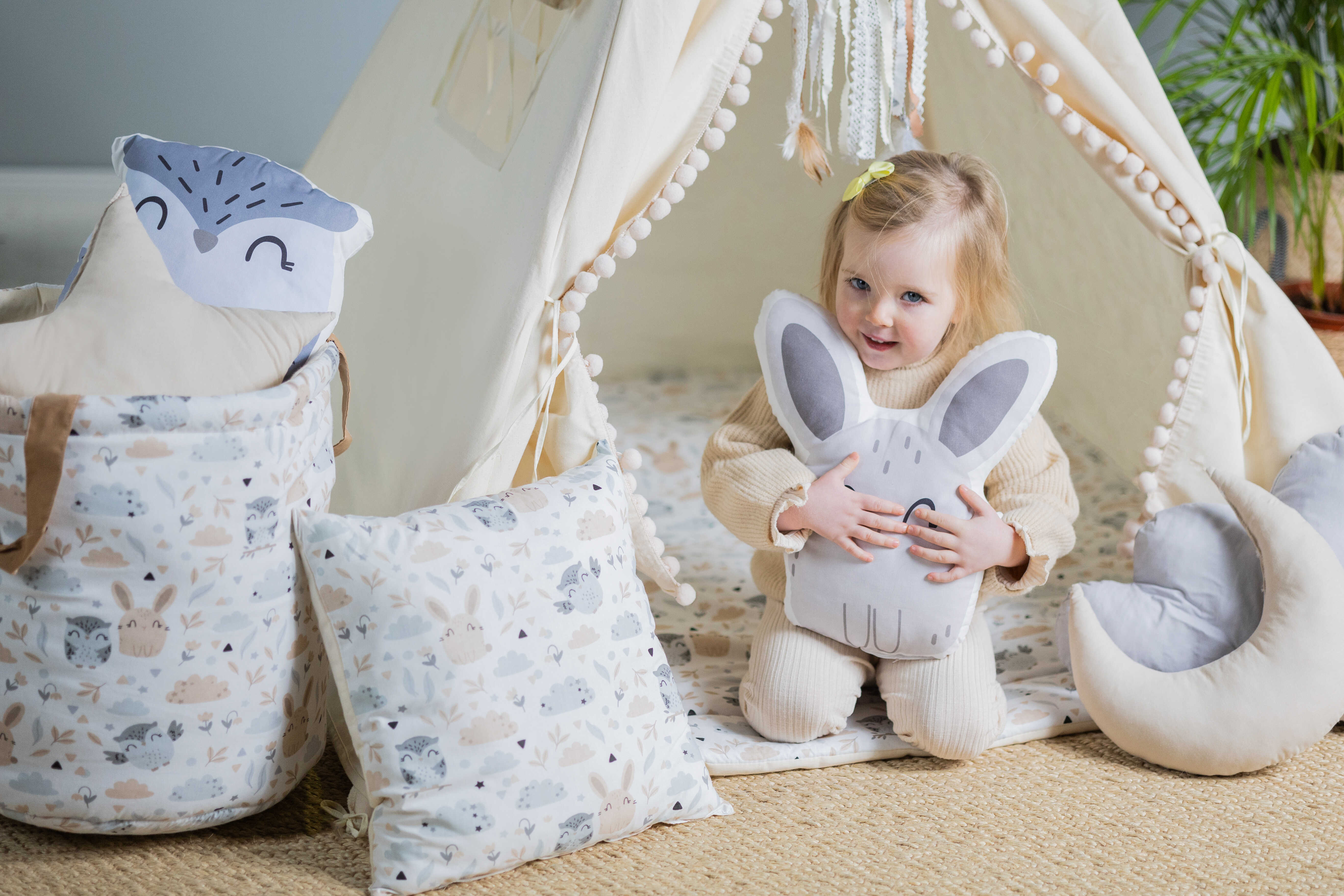 Design4Kids Tipi-Zelt M-Special Set Pastel Friends Squirrel - beige
