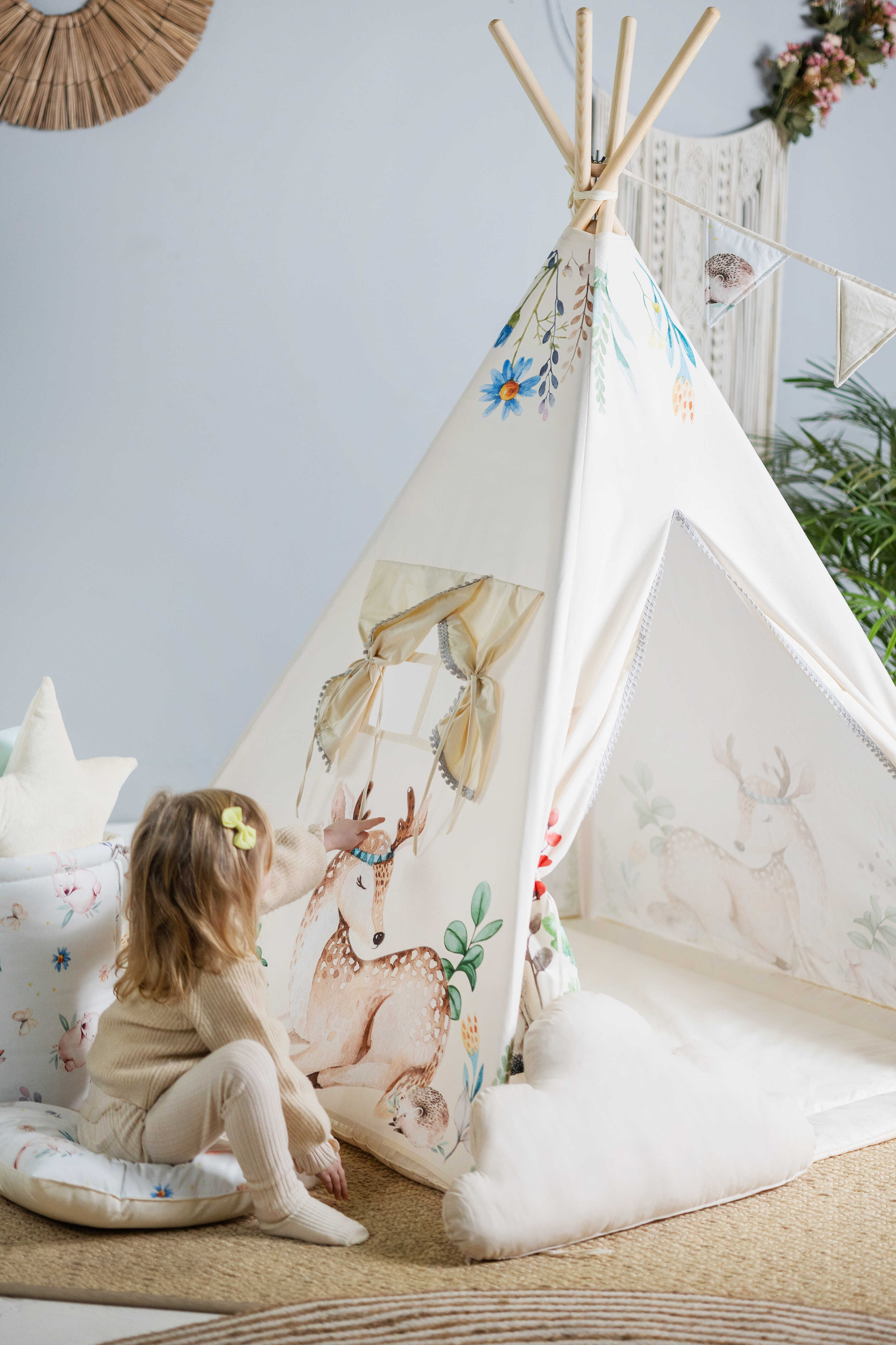 Design4Kids Tipi-Zelt XL-Set Happy Glade - creme