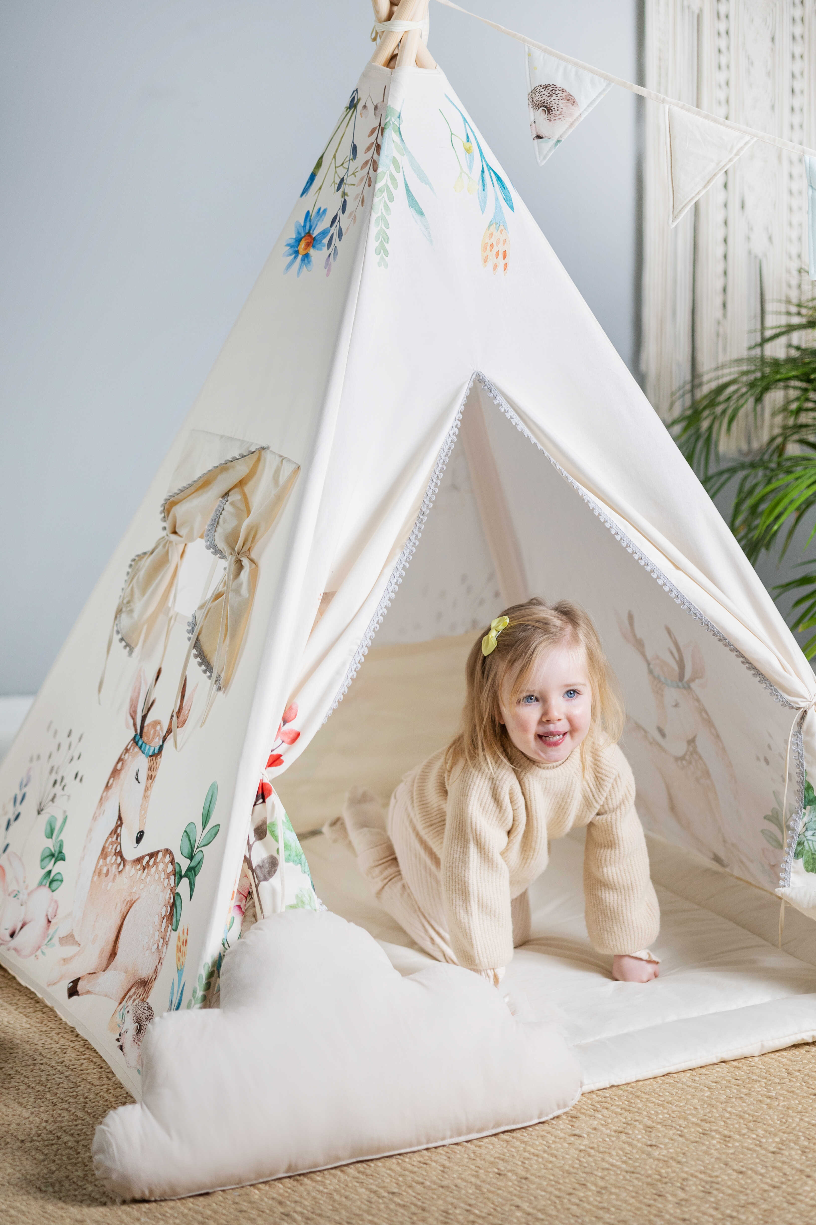 Design4Kids Tipi-Zelt XL-Set Happy Glade - creme
