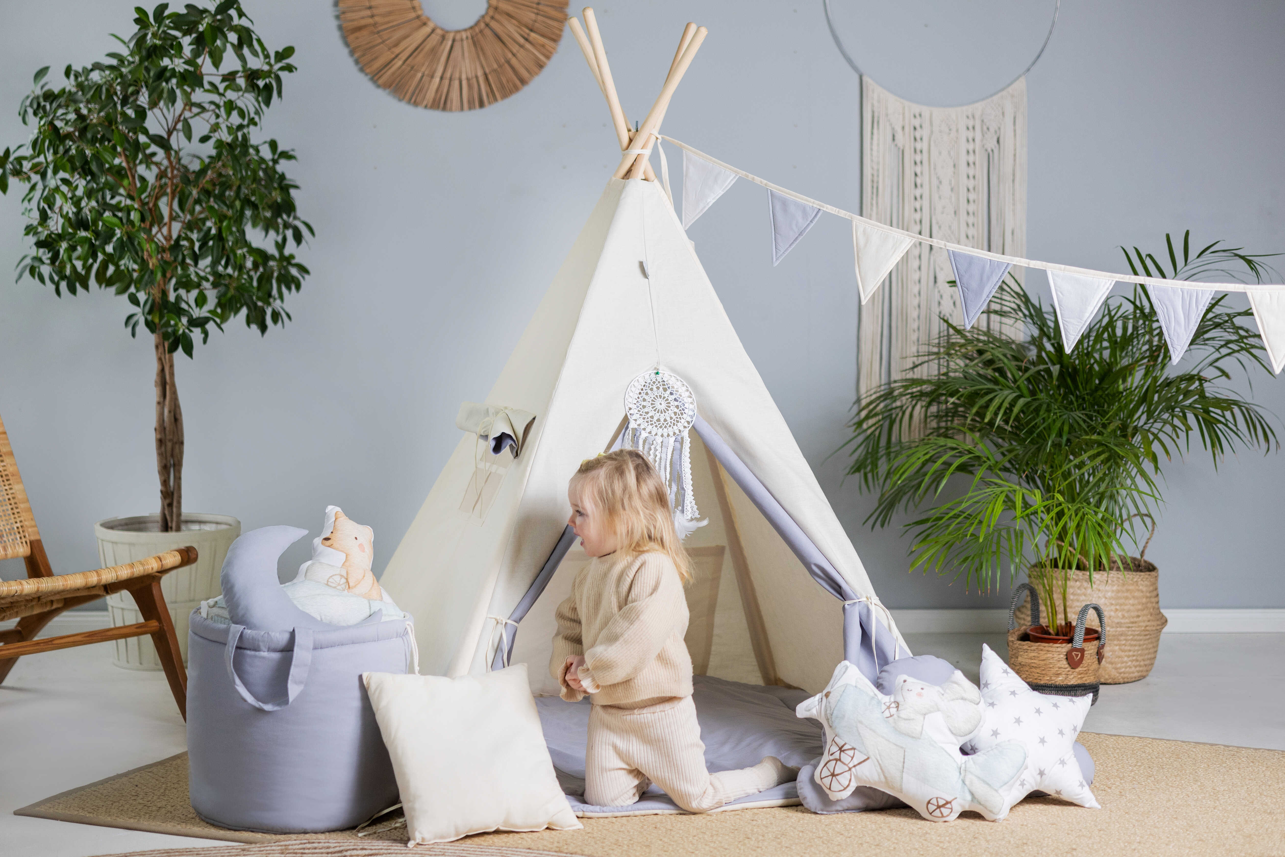 Design4Kids Tipi-Zelt XL-Set Floppy Ear - beige