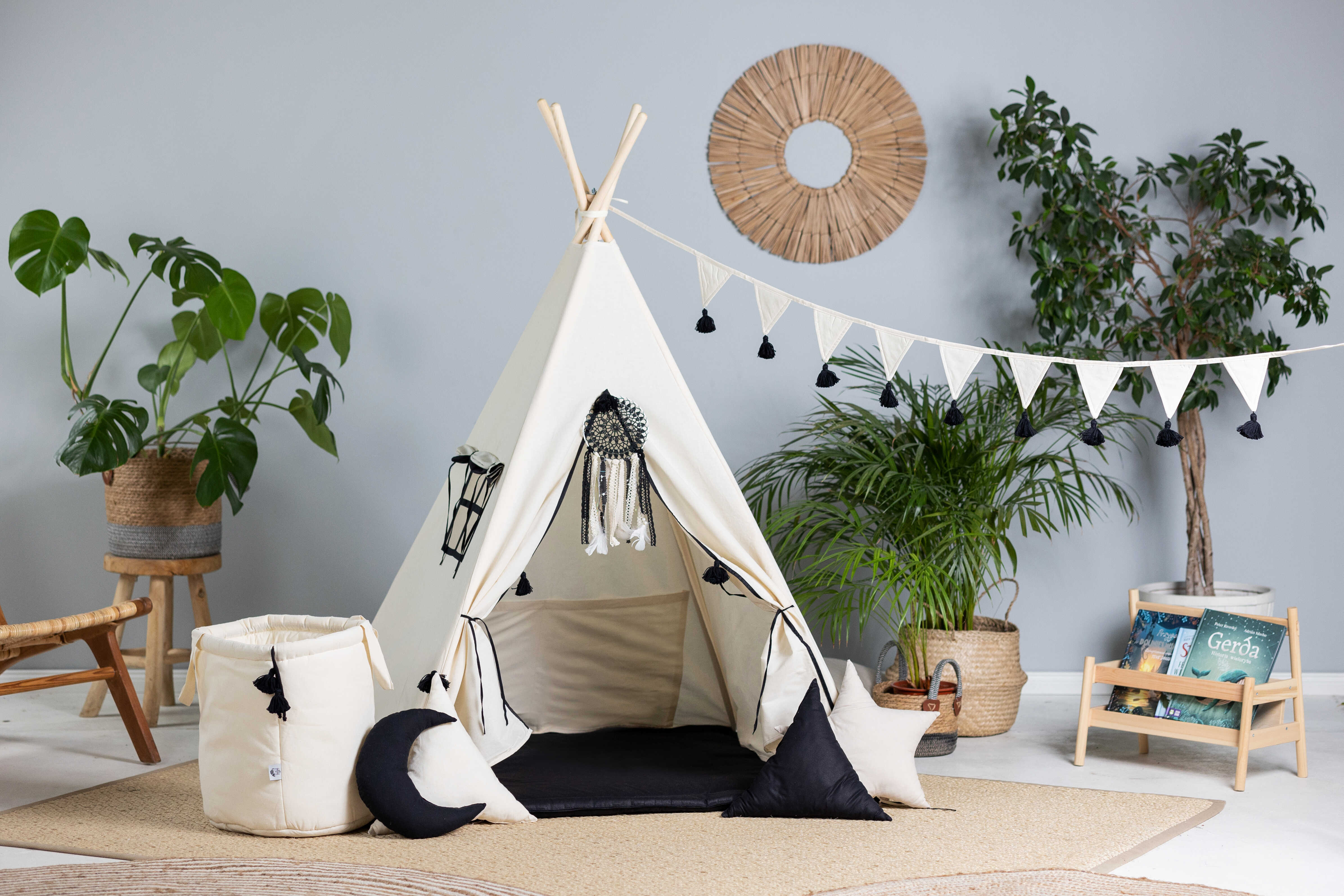 Design4Kids Tipi-Zelt XXL-Set Creamy Coal  - creme