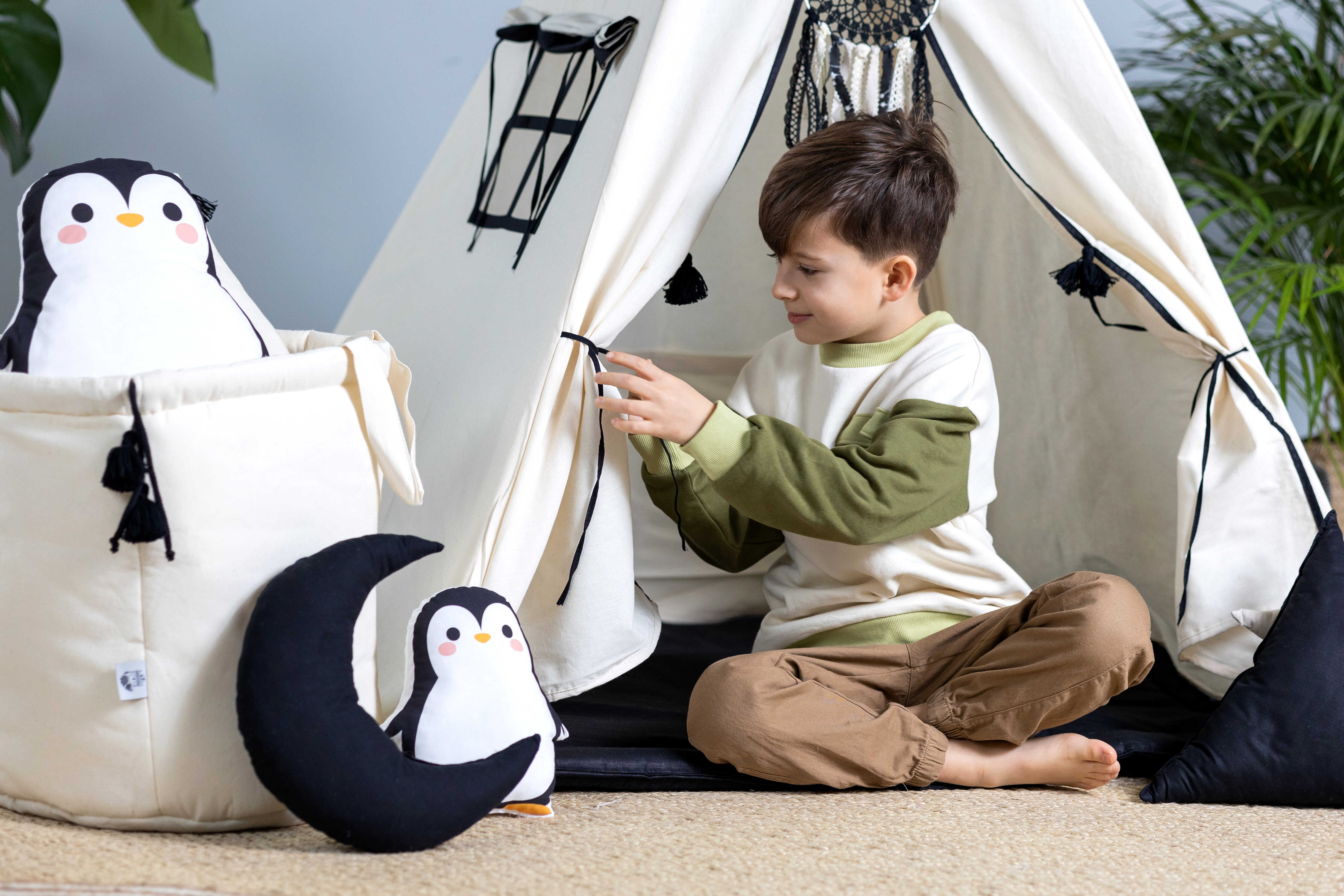 Design4Kids Tipi-Zelt L-Set Creamy Coal - creme