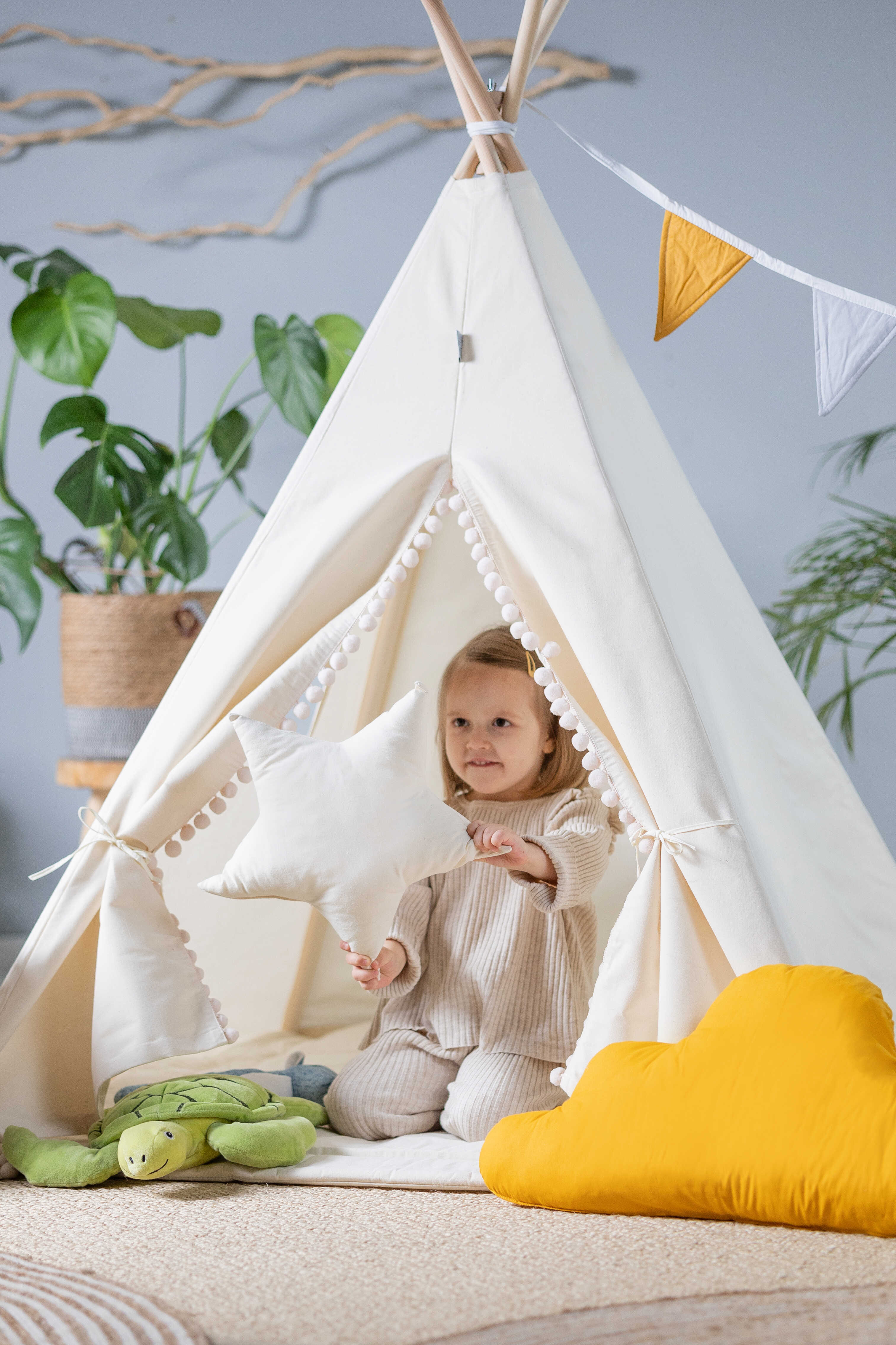 Design4Kids Tipi-Zelt XL-Set Creamy Cloud - creme