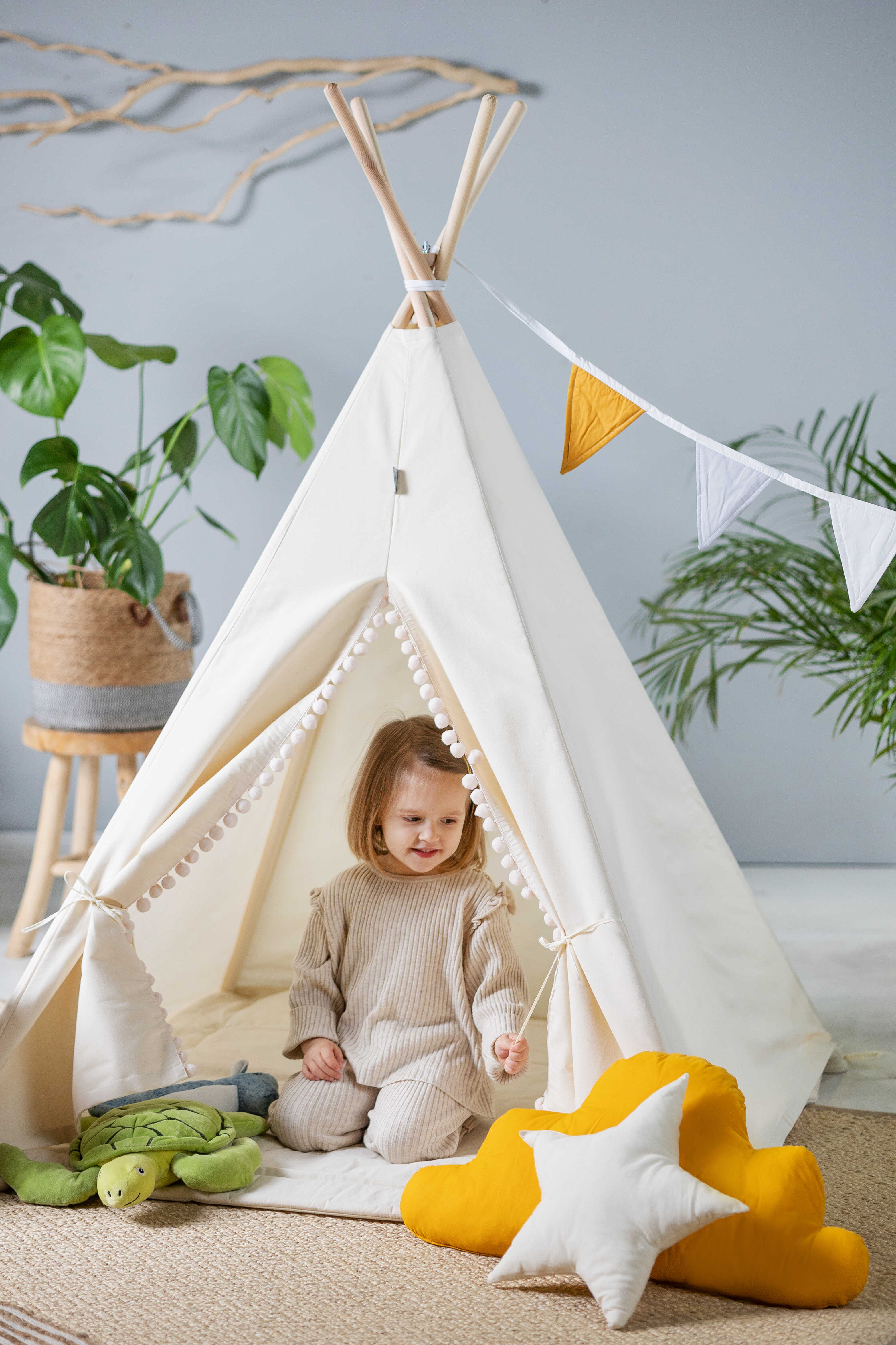 Design4Kids Tipi-Zelt XL-Set Creamy Cloud - creme
