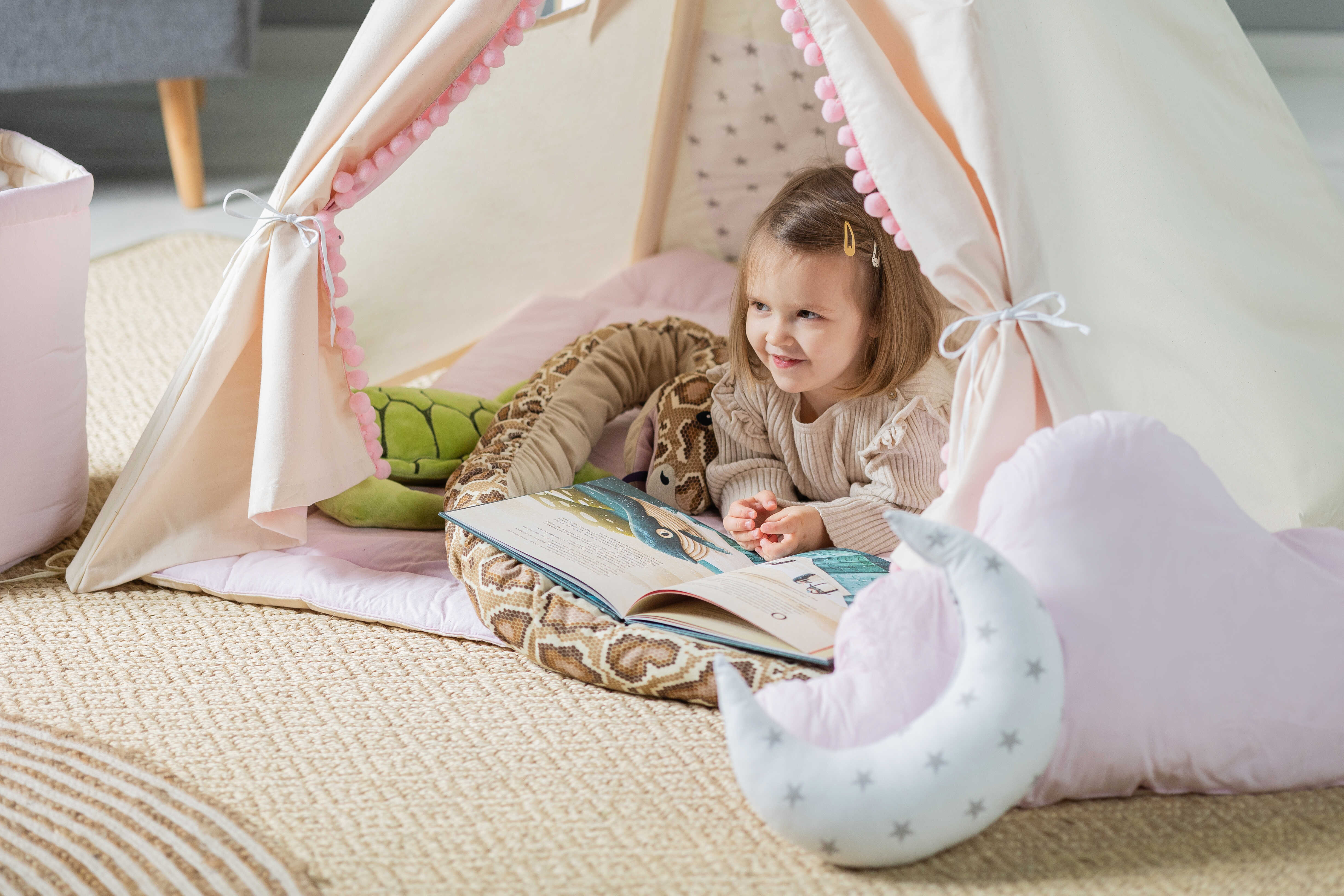 Design4Kids Tipi-Zelt XL-Set Princess Tipi - beige/rosa
