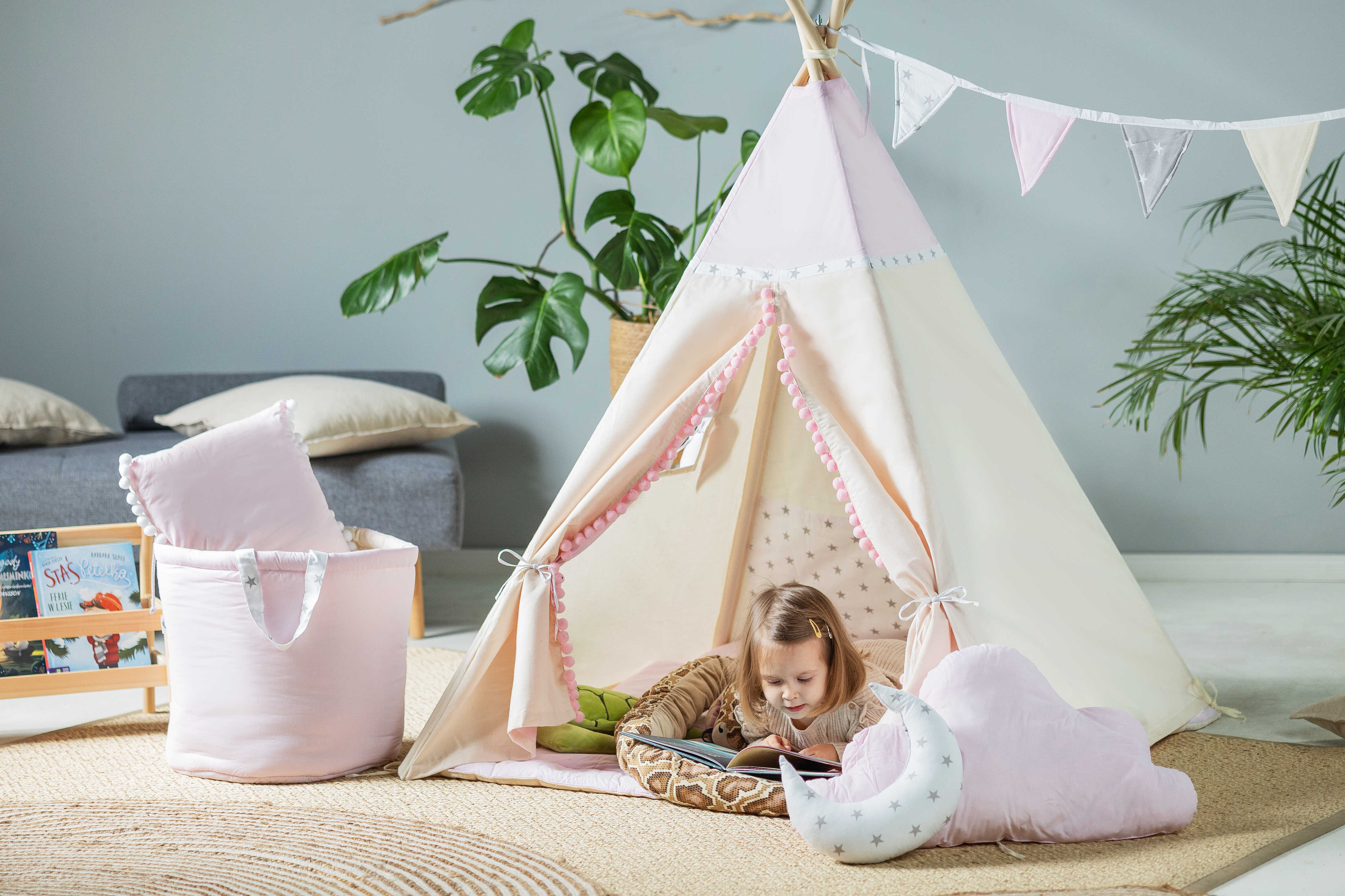 Design4Kids Tipi-Zelt XL-Set Princess Tipi - beige/rosa