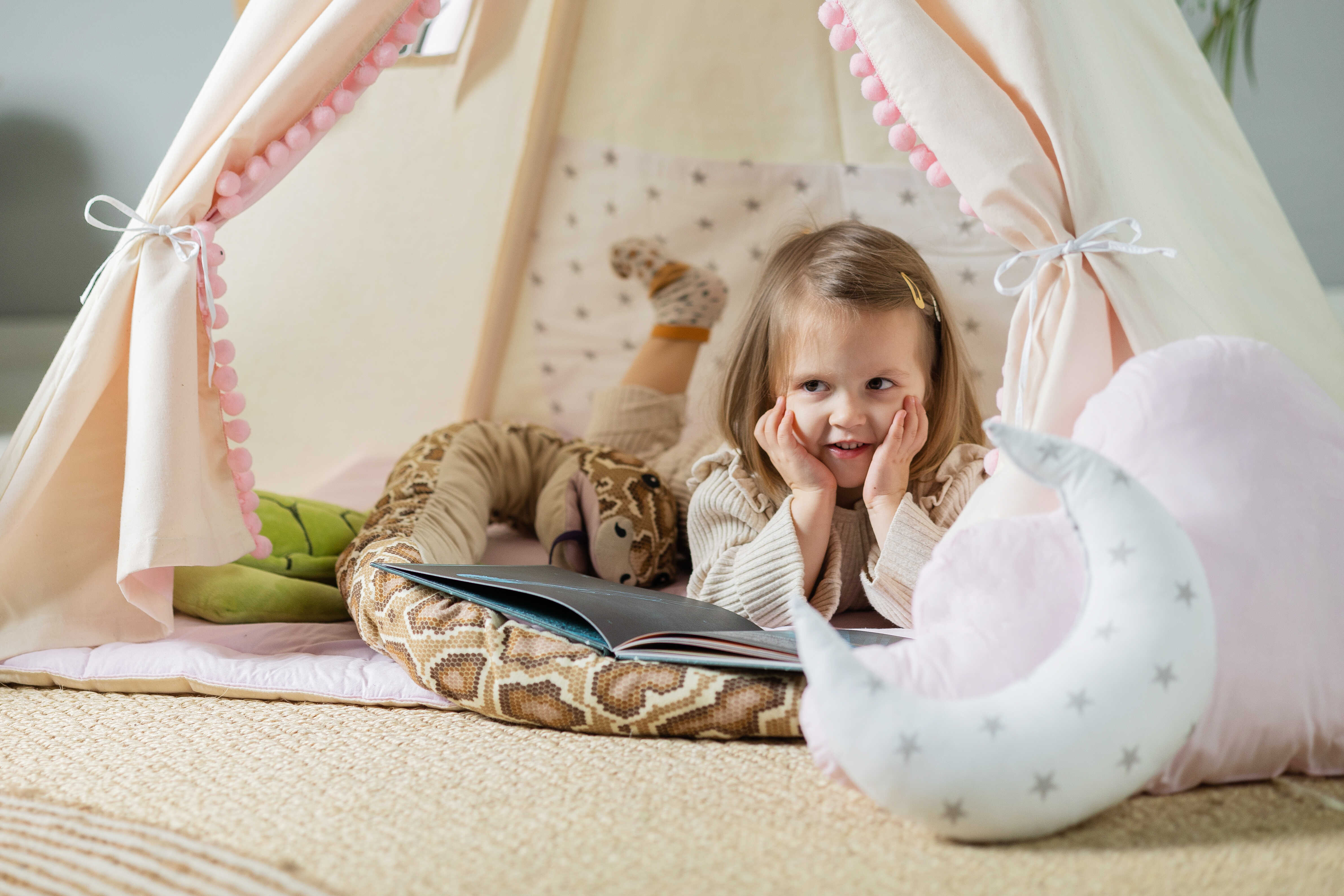 Design4Kids Tipi-Zelt XXL-Set Princess Tipi - beige/rosa