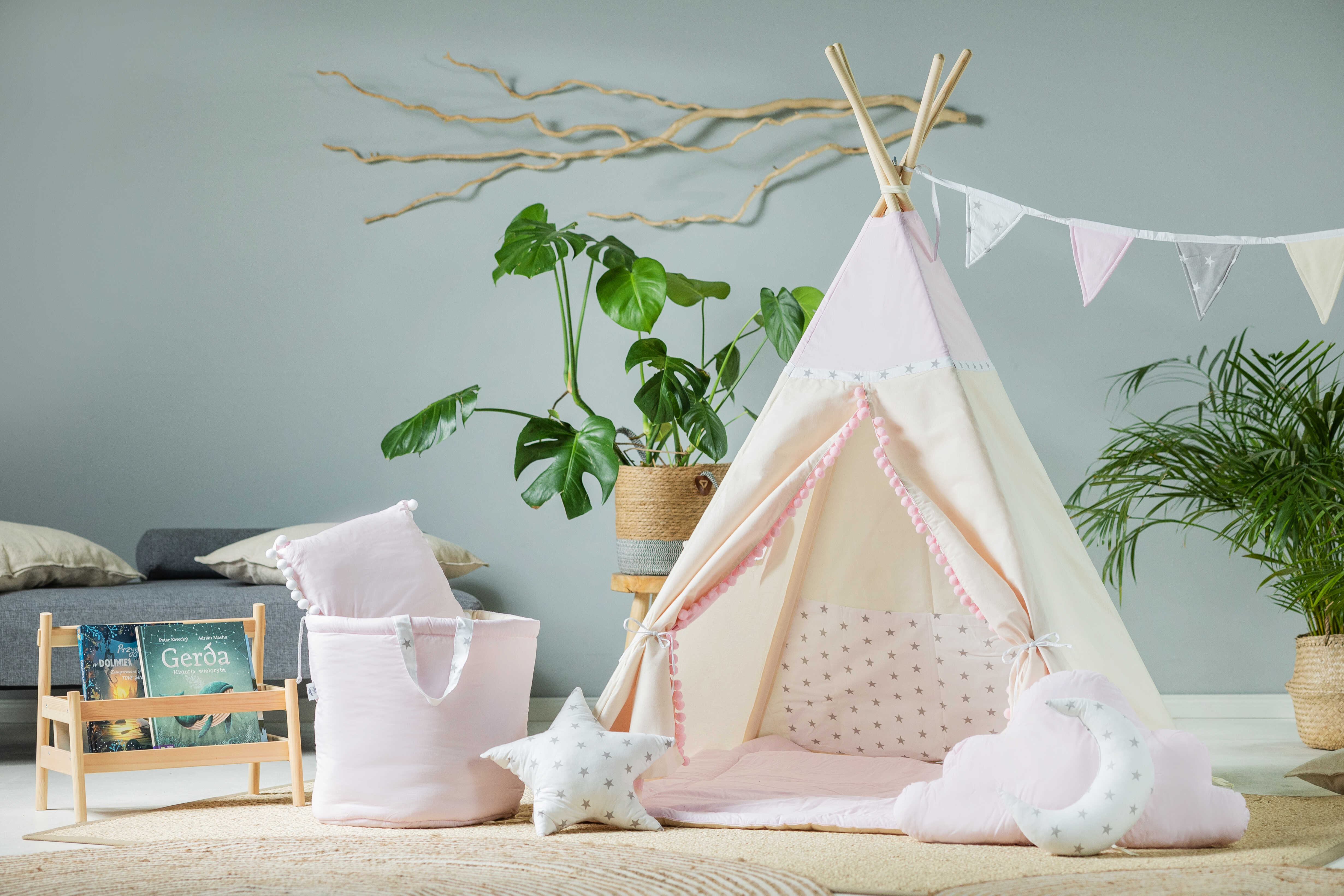 Design4Kids Tipi-Zelt XL-Set Princess Tipi - beige/rosa