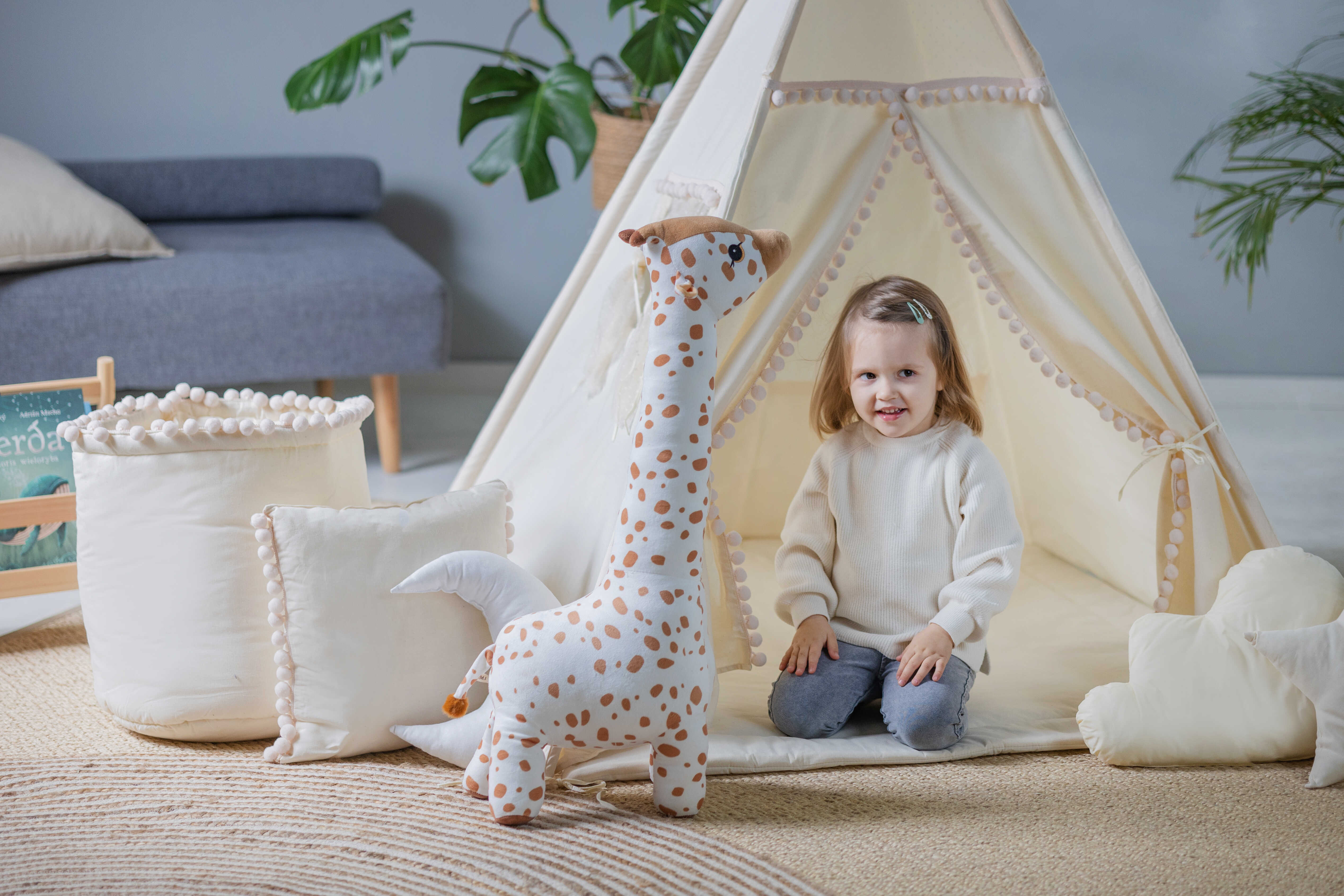 Design4Kids Tipi-Zelt XL-Set Beady Mist  - creme