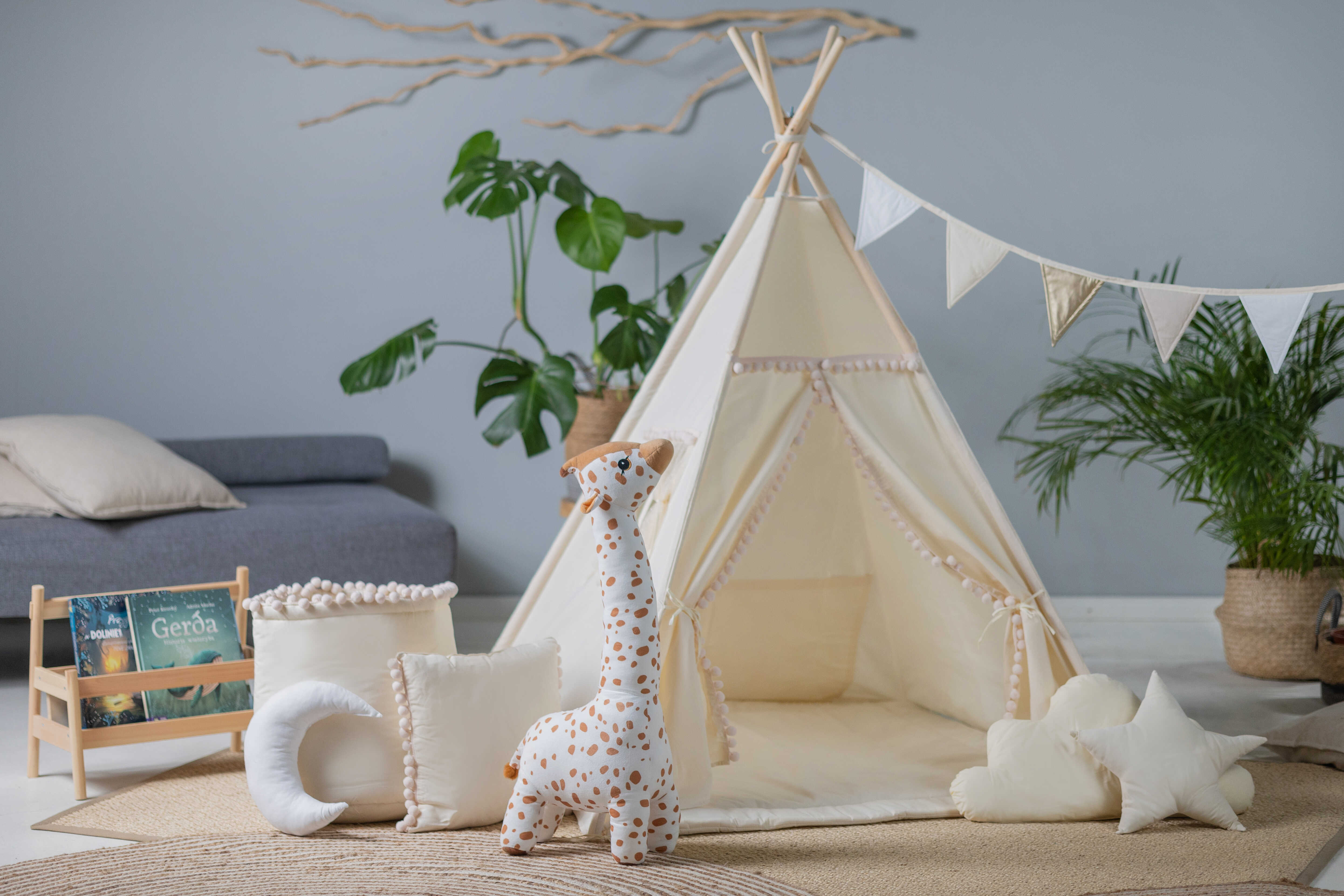 Design4Kids Tipi-Zelt XXL-Set Beady Mist  - creme