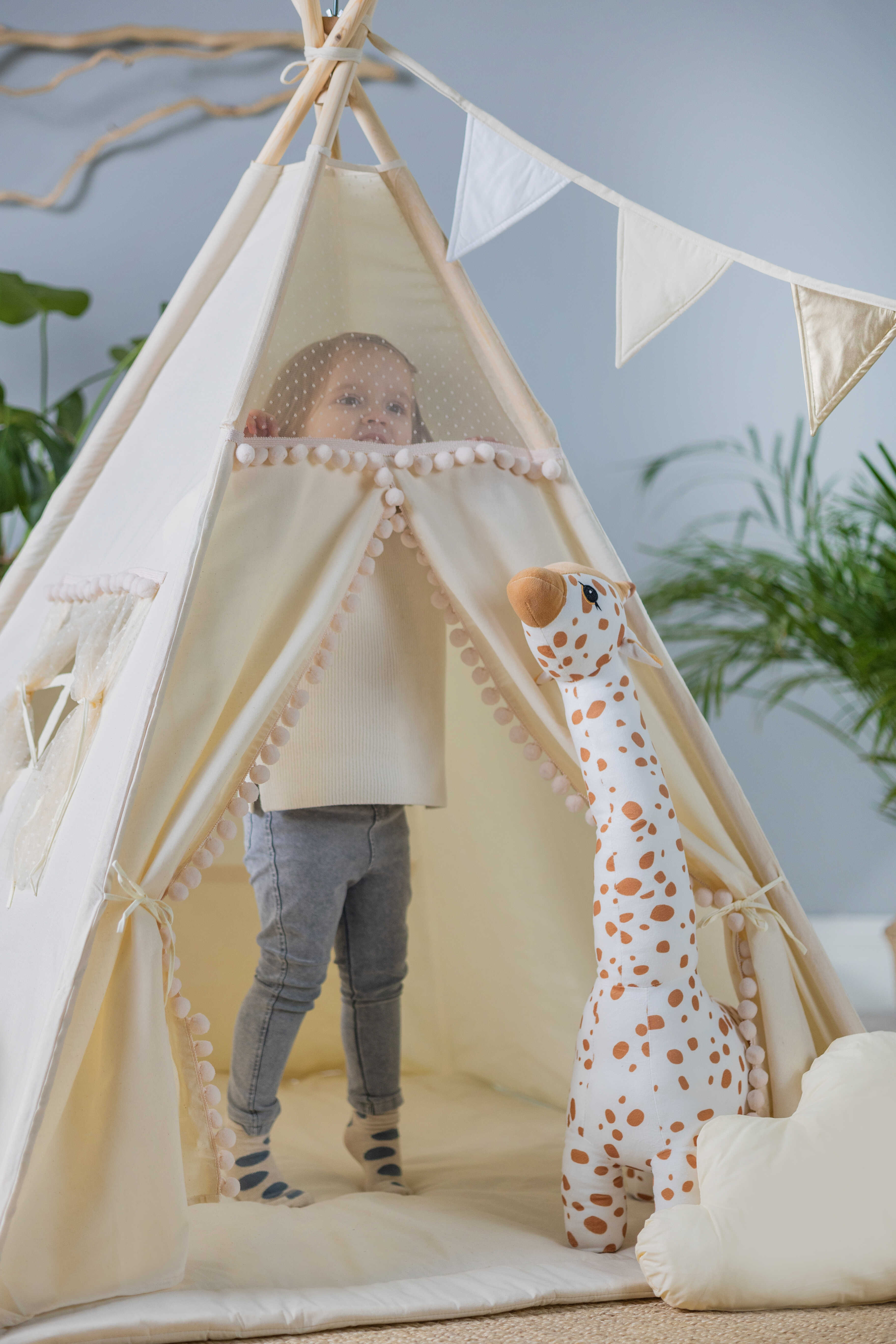 Design4Kids Tipi-Zelt XXL-Set Beady Mist  - creme