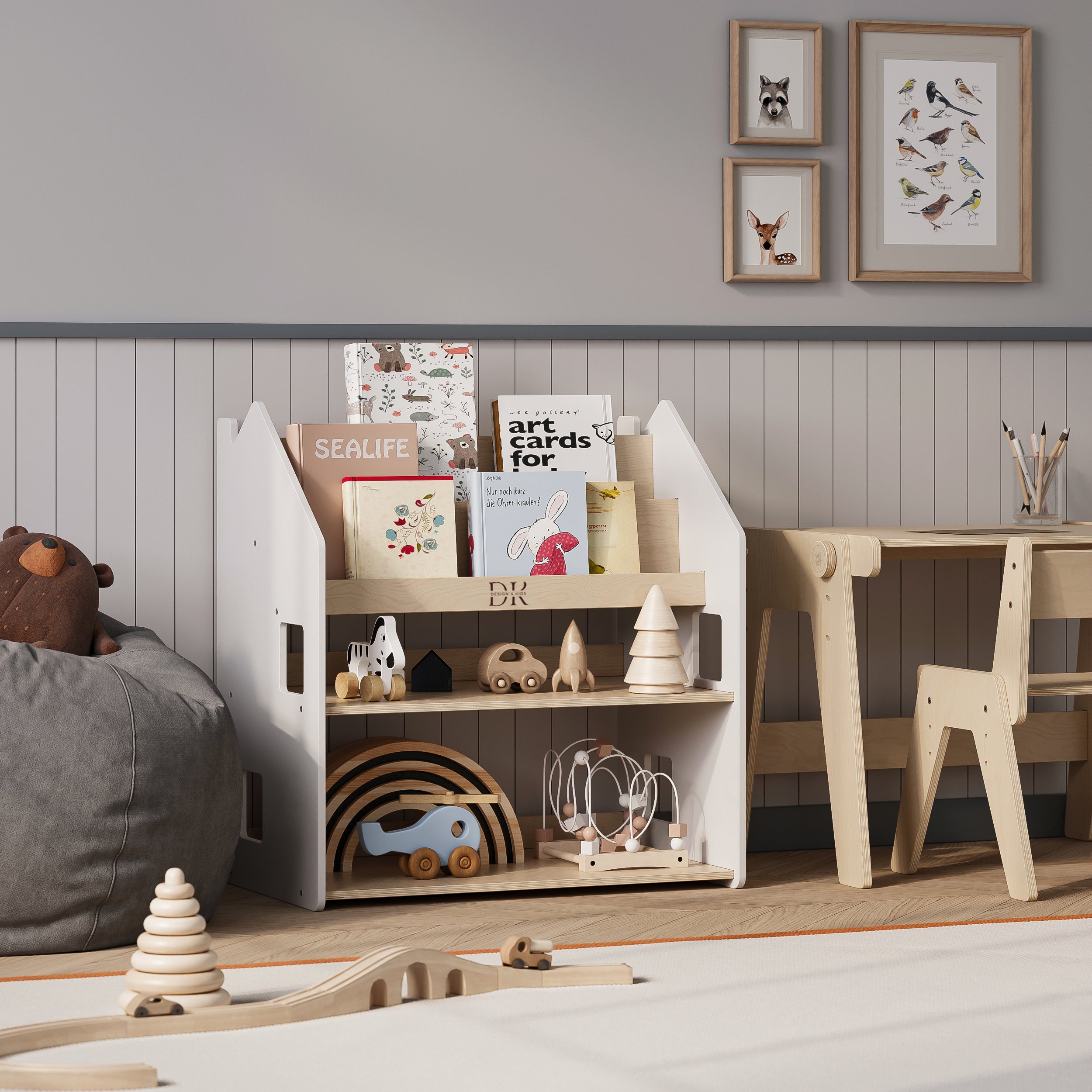 Design4Kids Montessori 2-in-1 Bücherregal für Kinder