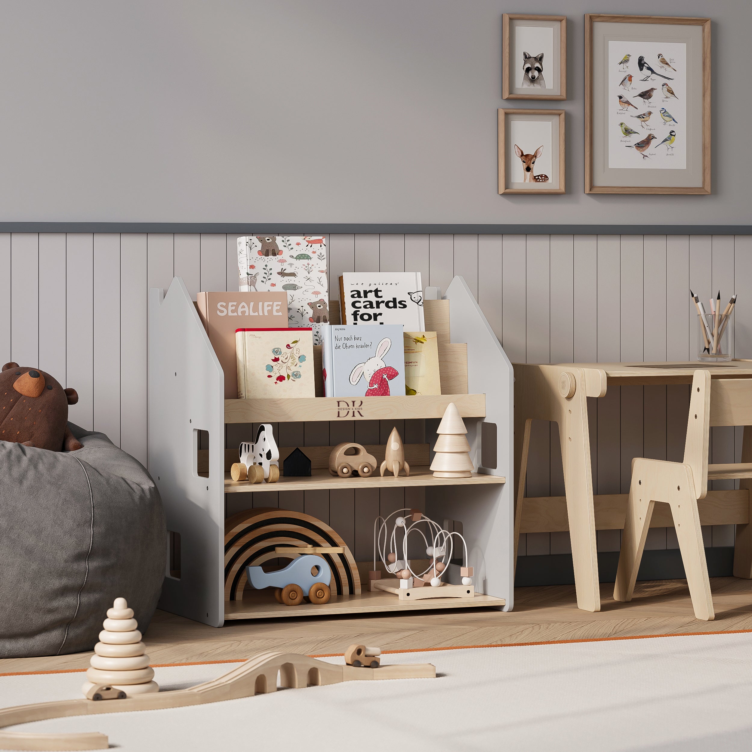 Design4Kids Montessori 2-in-1 Bücherregal für Kinder