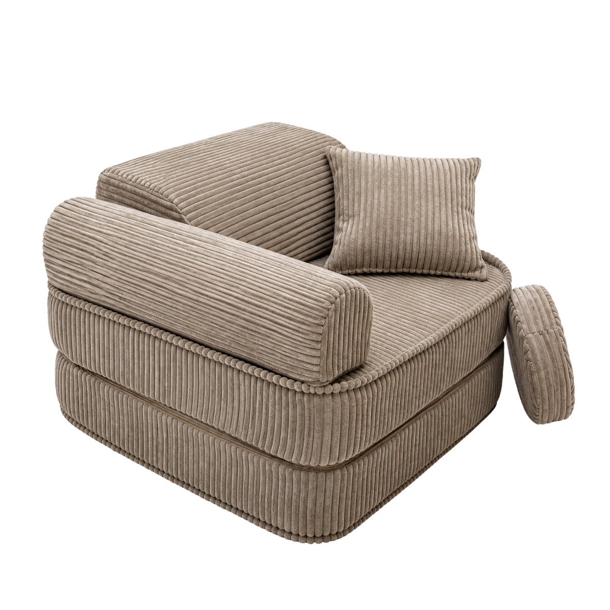 Design4Kids 3-in-1 Kindersessel Jewel Cord Mini 60x60 cm - Faltbare Kindercouch & Spielmatratze