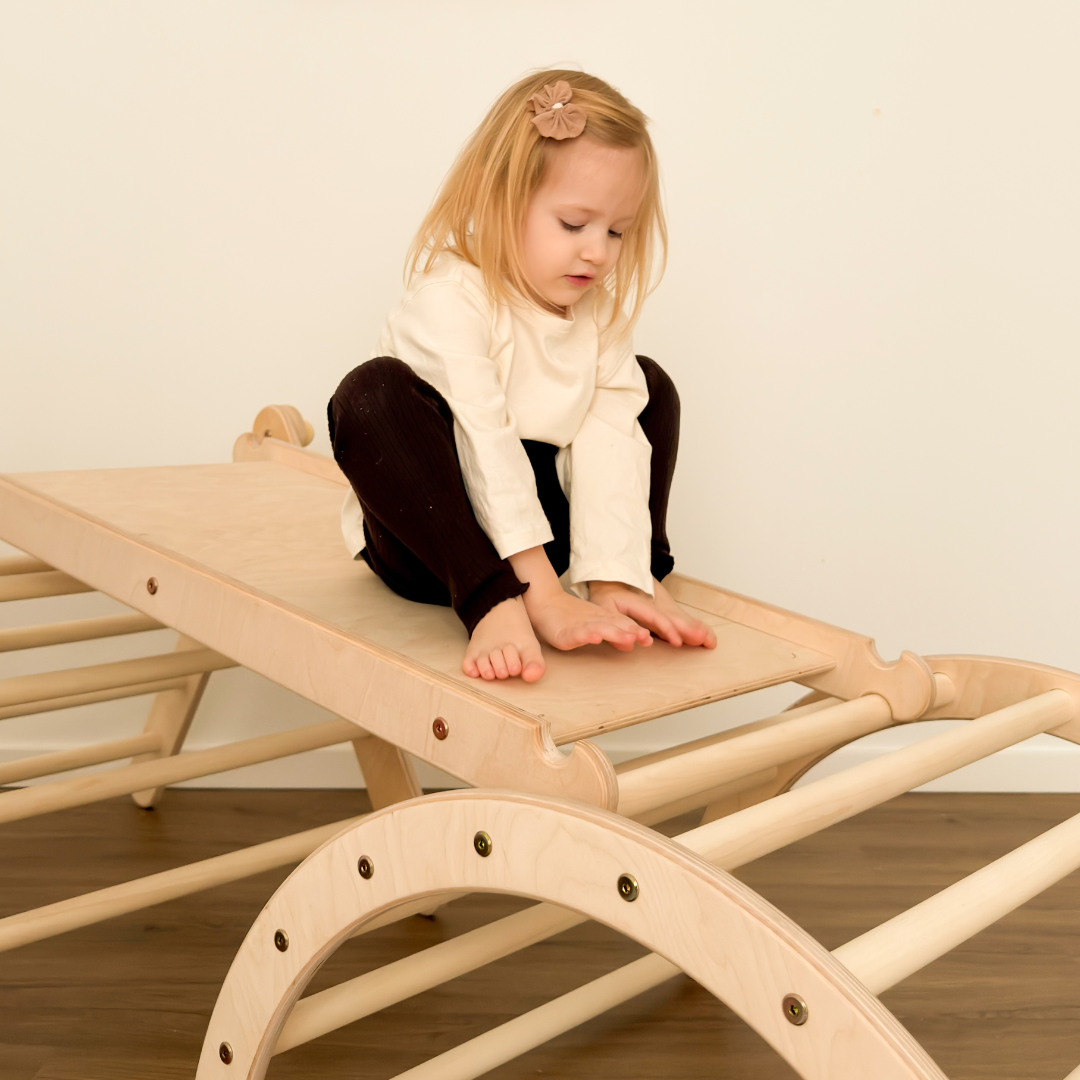 Design4Kids Montessori Kletterset Galagos - Pikler Kletterdreieck mit Rutsche und Kletterbogen