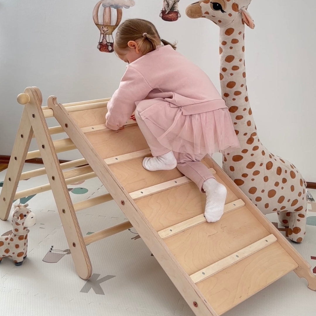 Design4Kids Montessori Kletterset Galagos - Pikler Kletterdreieck mit Rutsche und Kletterbogen