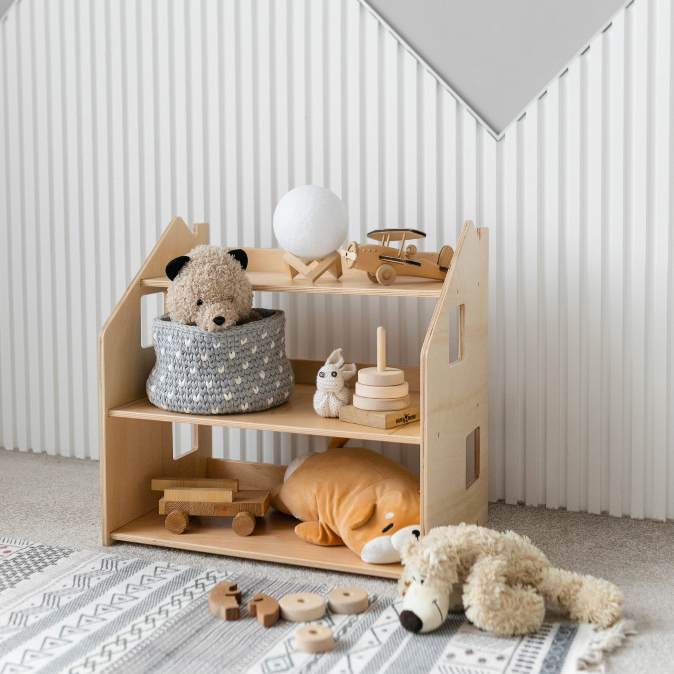 Design4Kids Montessori Spielzeugregal für Kinder – Natur