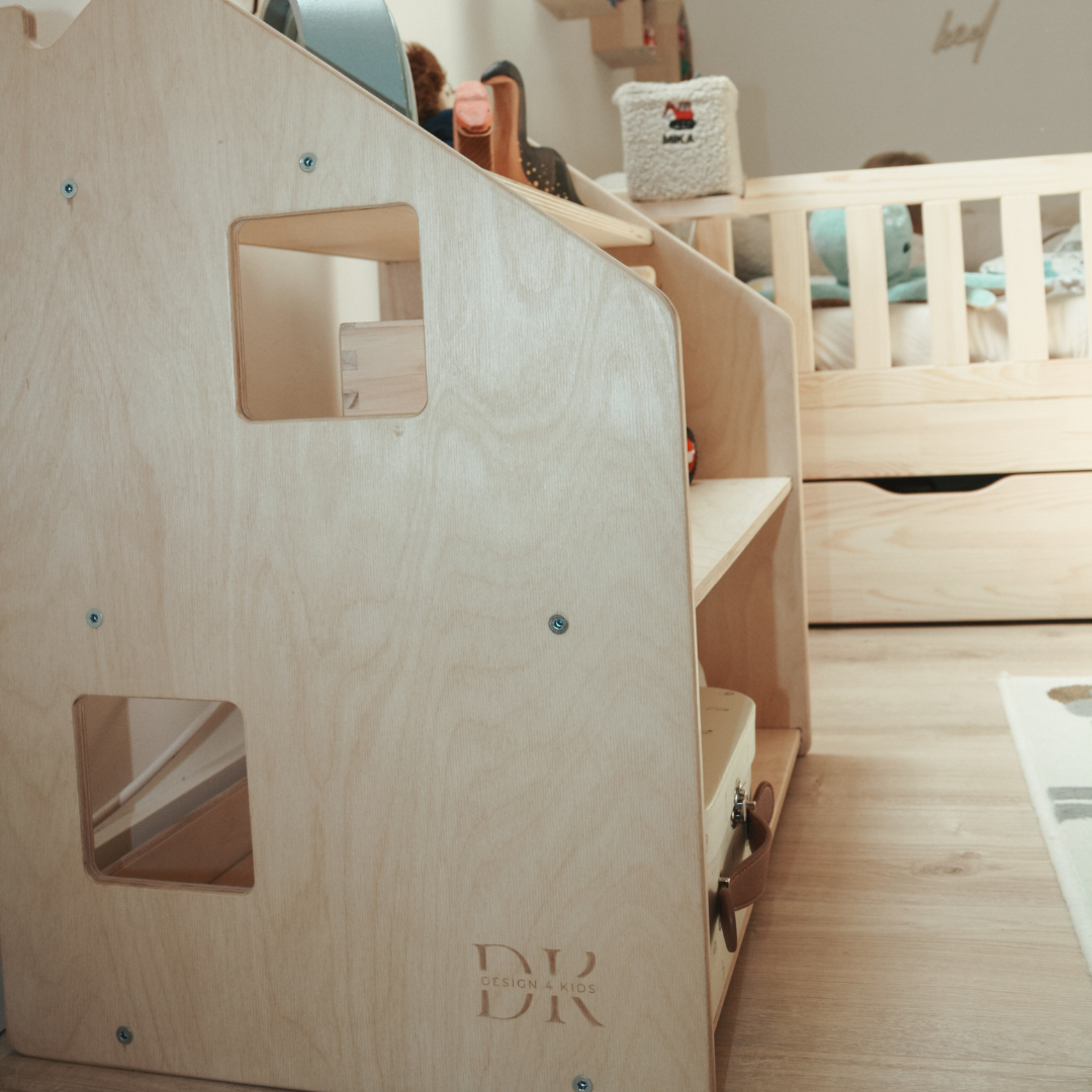 Design4Kids Montessori Spielzeugregal für Kinder – Natur