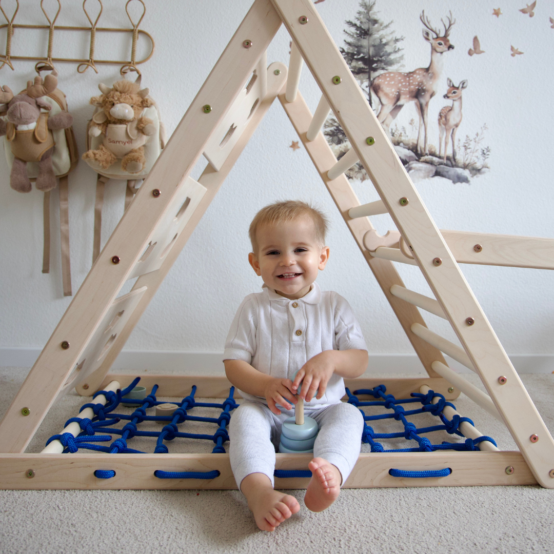 Design4Kids Pikler Kletterdreieck Lemur - dreiseitig mit Netz-, Sprossen- und Kletterseite