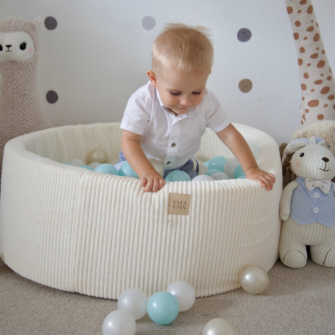 Design4Kids Bällebad Jewel 90x30cm Cord almond beige, 200 Bälle - eigene Farbauswahl
