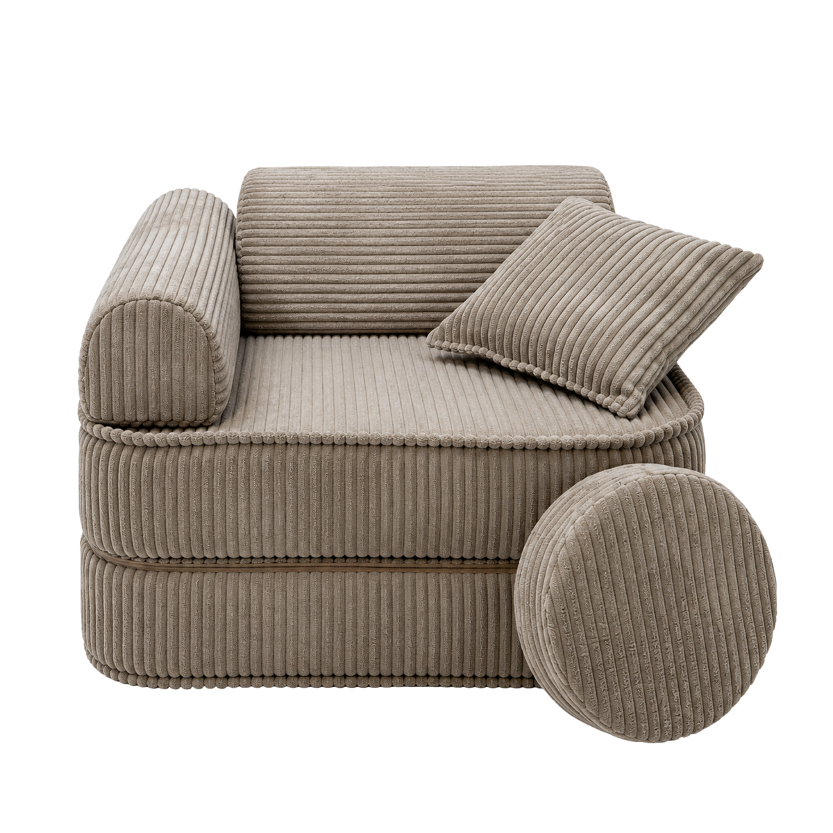 Design4Kids 3-in-1 Kindersessel Jewel Cord Mini 60x60 cm - Faltbare Kindercouch & Spielmatratze