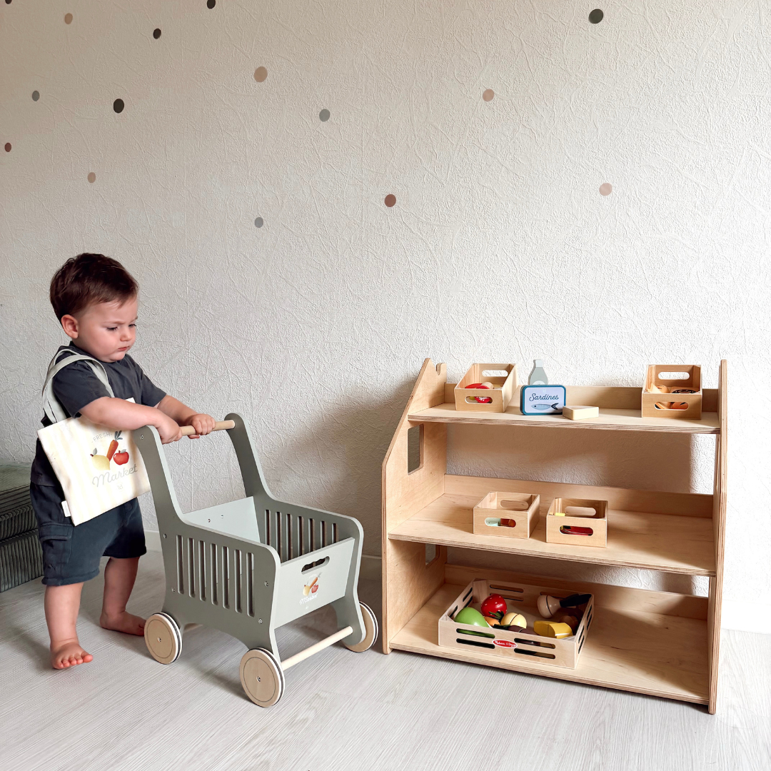Design4Kids Montessori Spielzeugregal für Kinder – Natur