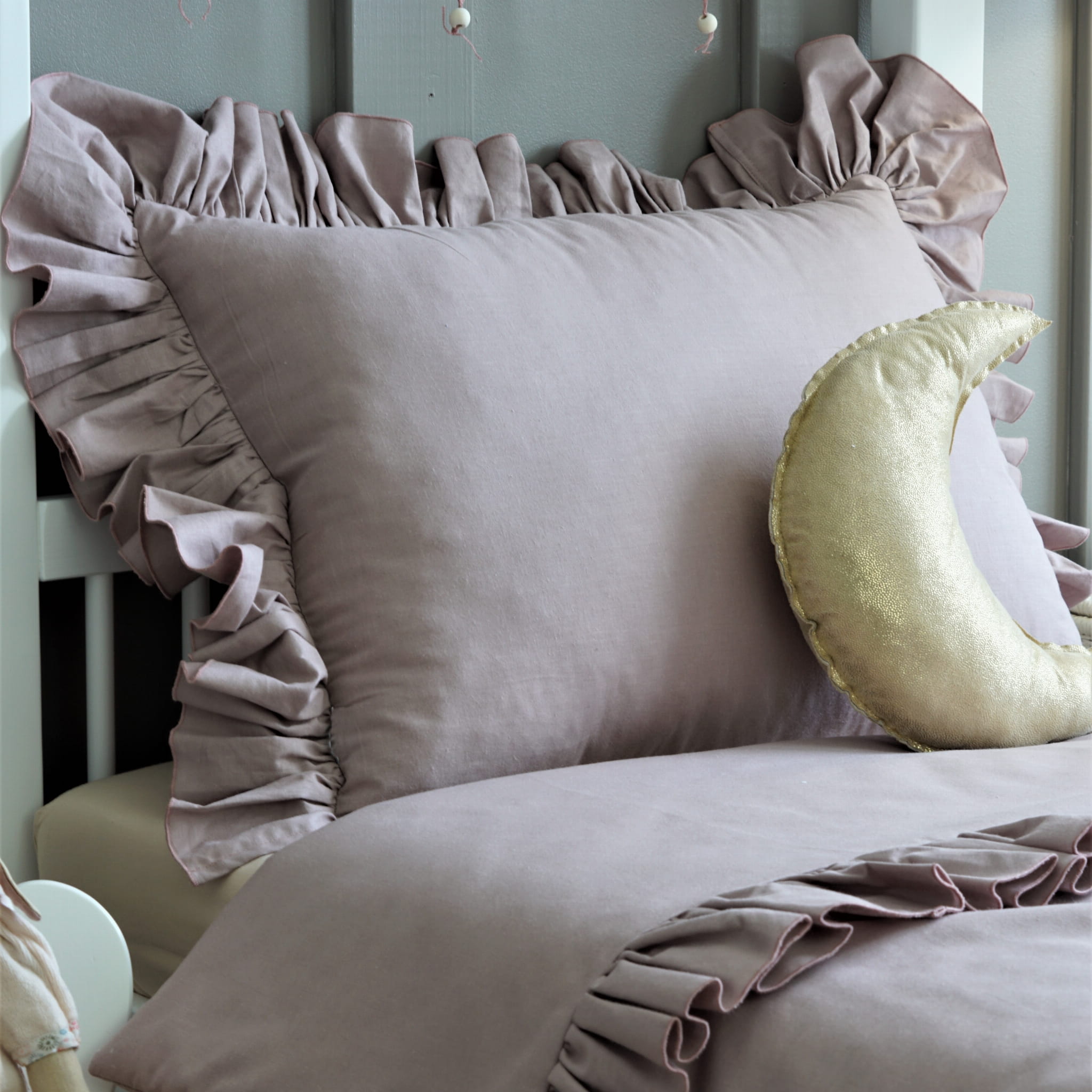 Design4kids Baumwollbettwäsche mit Rüsche - Beerenfarbe