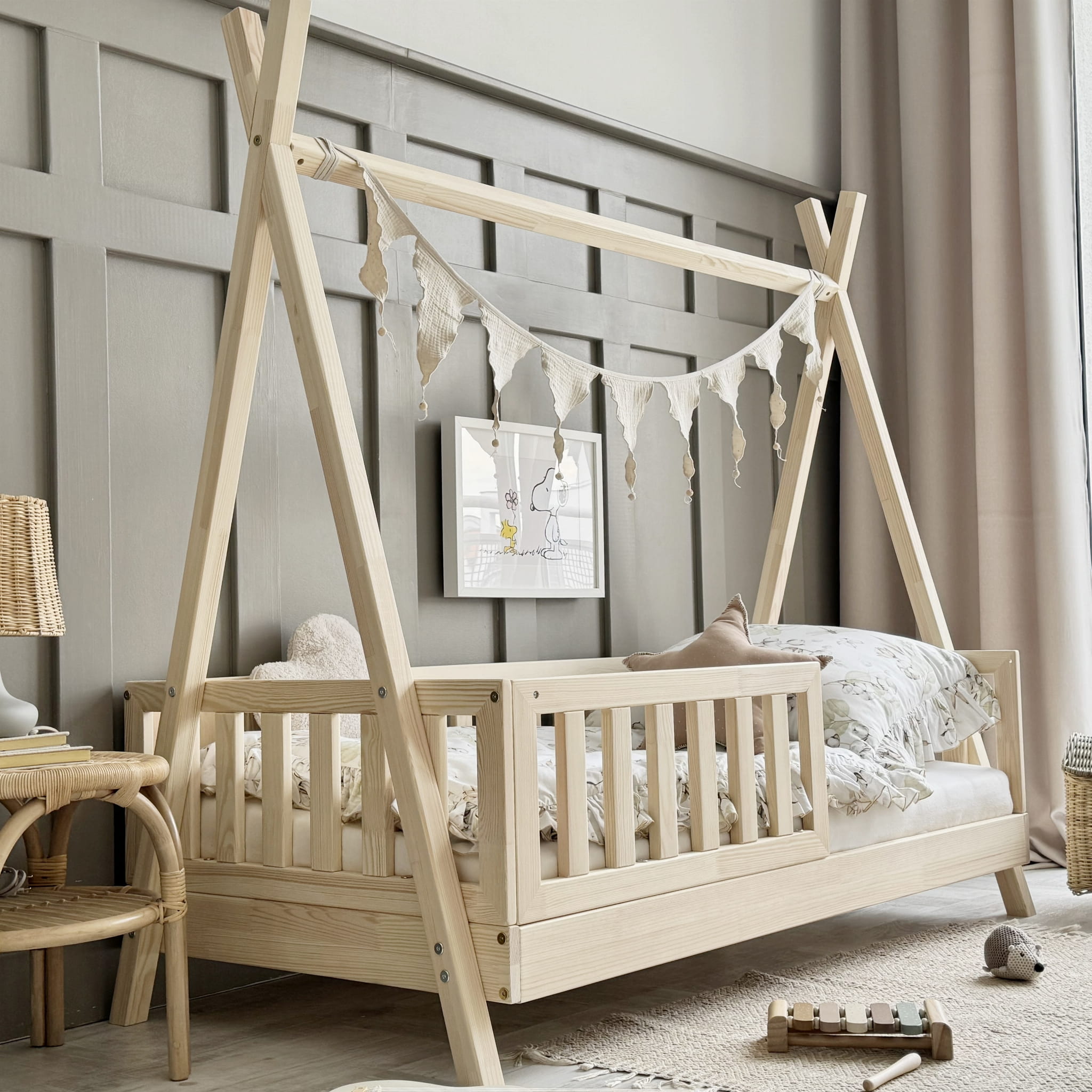 Design4kids Tipibett Luna Komfort   190x90 Naturholz