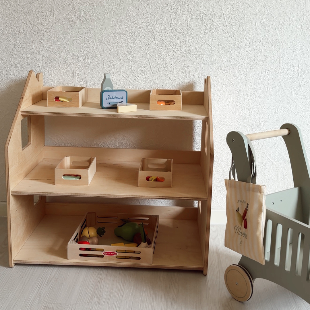 Design4Kids Montessori Spielzeugregal für Kinder – Natur