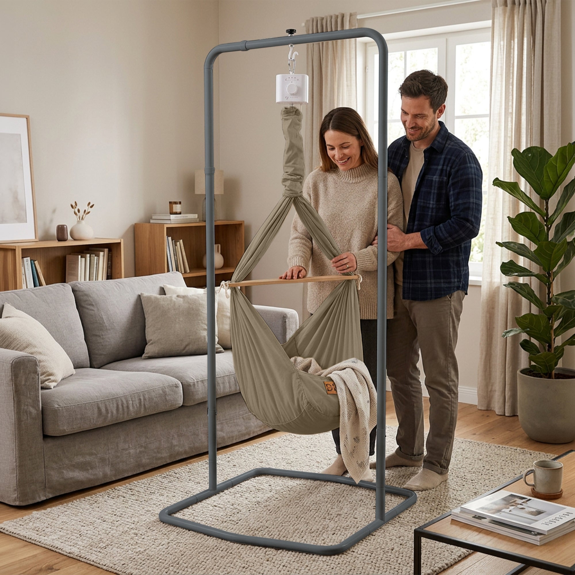 Design4Kids Federwiege Baby Classic, Bio-Baumwolle mit Motor & Komfort-Gestell