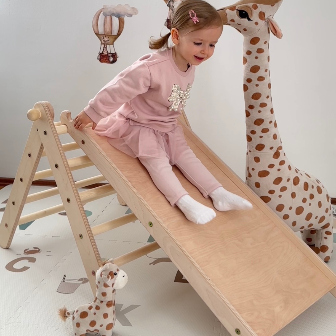 Design4Kids Montessori Kletterset Galagos - Pikler Kletterdreieck mit Rutsche und Kletterbogen
